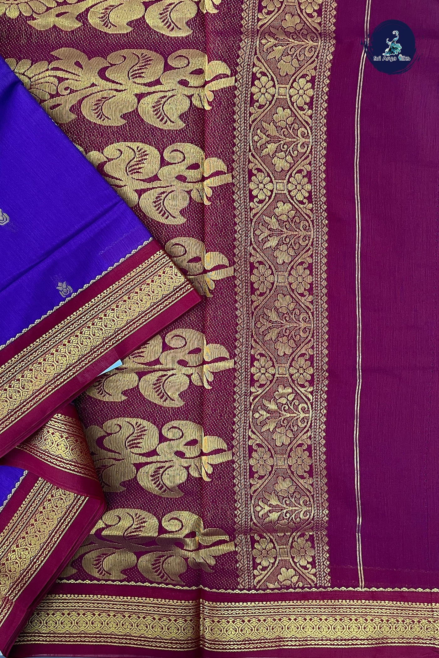 Violet Madisar Semi Silk Cotton Saree With Zari Buttas Pattern