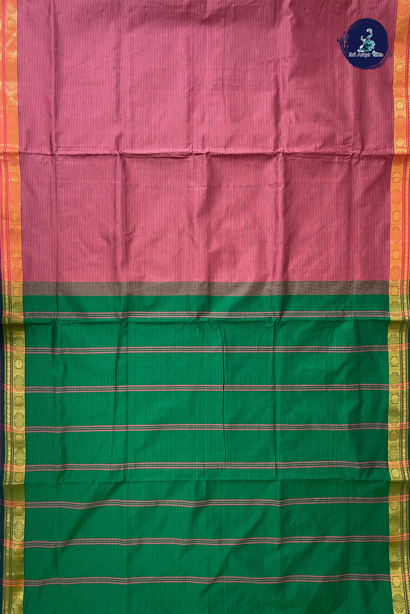 Caramel Shade Half Pure Madisar Silk Cotton Saree With Doria Lines Pattern