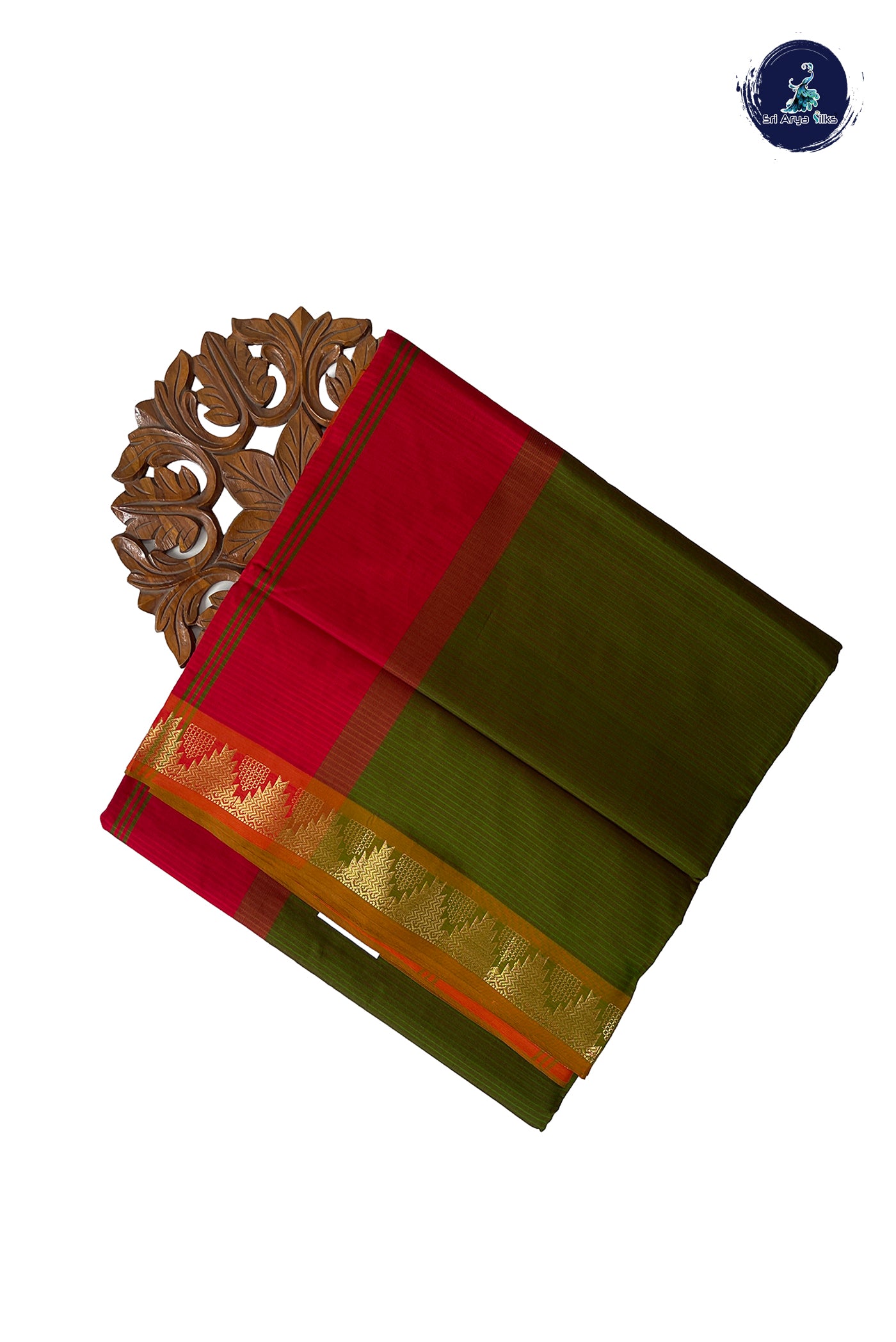 Dual Tone Green Half Pure Madisar Silk Cotton Saree With Doria Lines Pattern