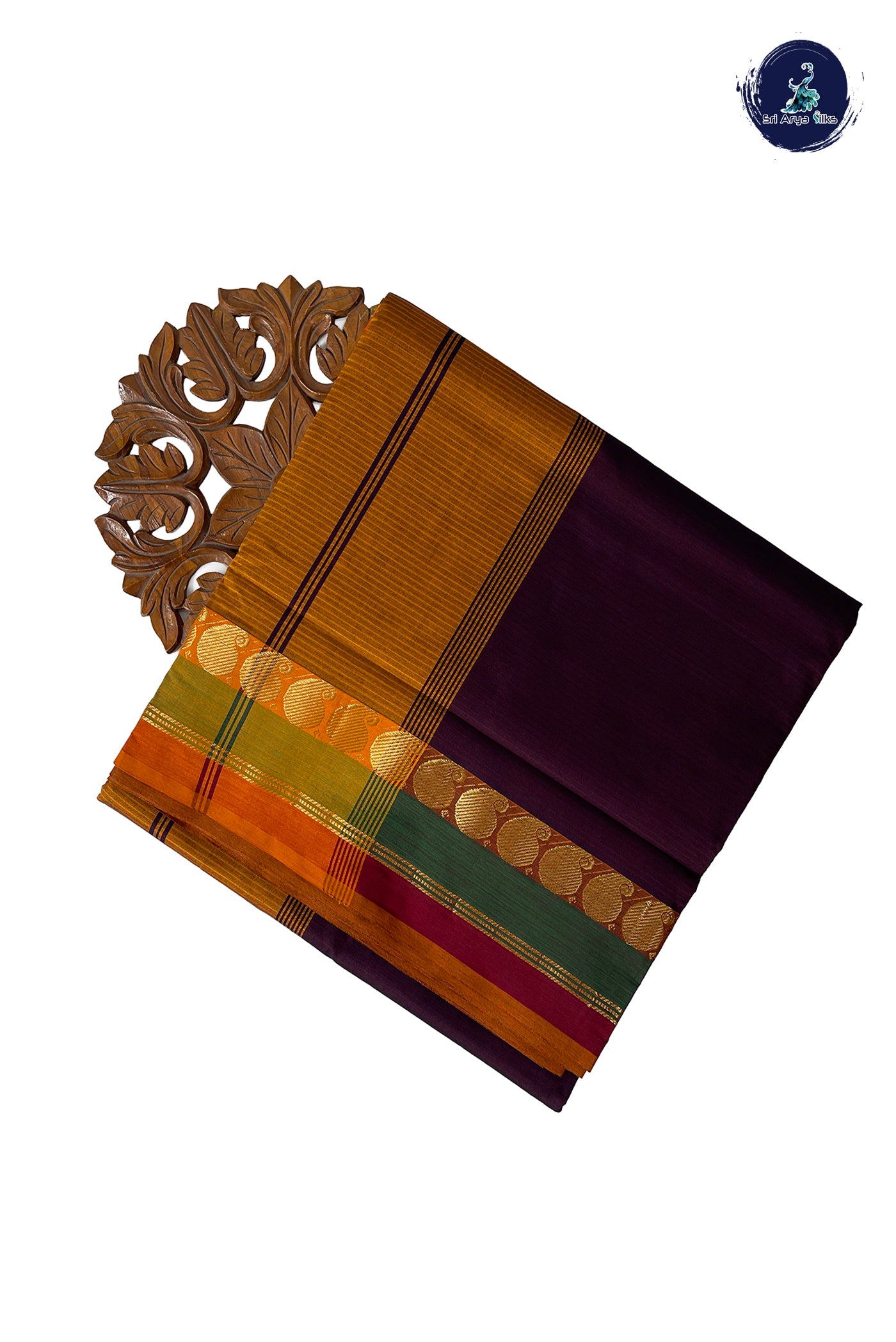 Coffee Brown Half Pure Madisar Silk Cotton Saree With Doria Lines Pattern