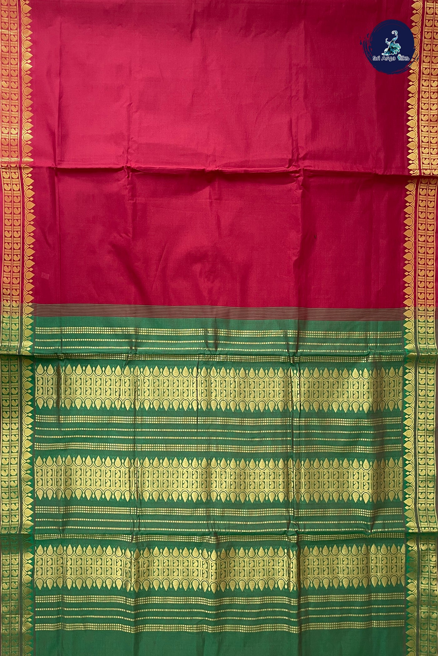 Maroon Half Pure Madisar Silk Cotton Saree With Plain Pattern
