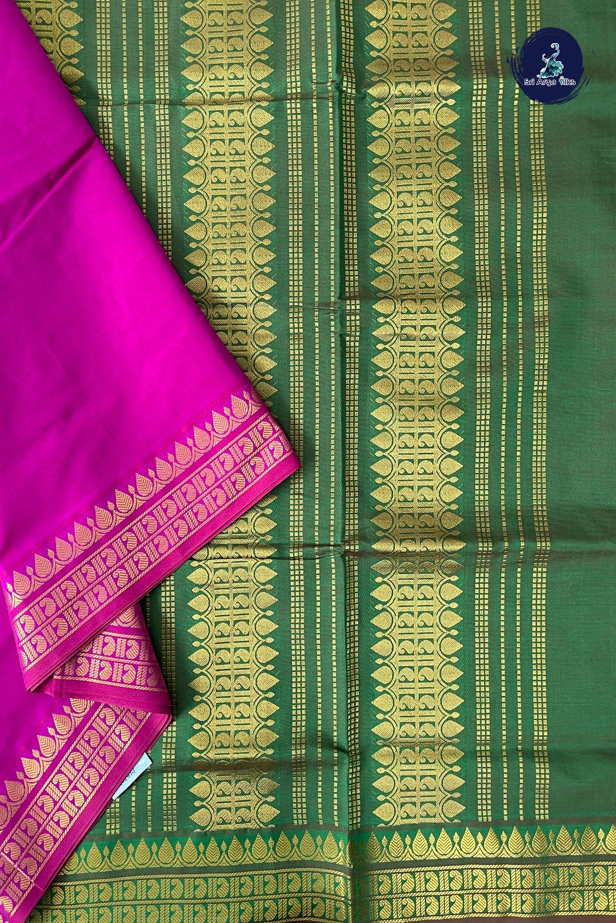 Vadamalli Half Pure Madisar Silk Cotton Saree With Plain Pattern