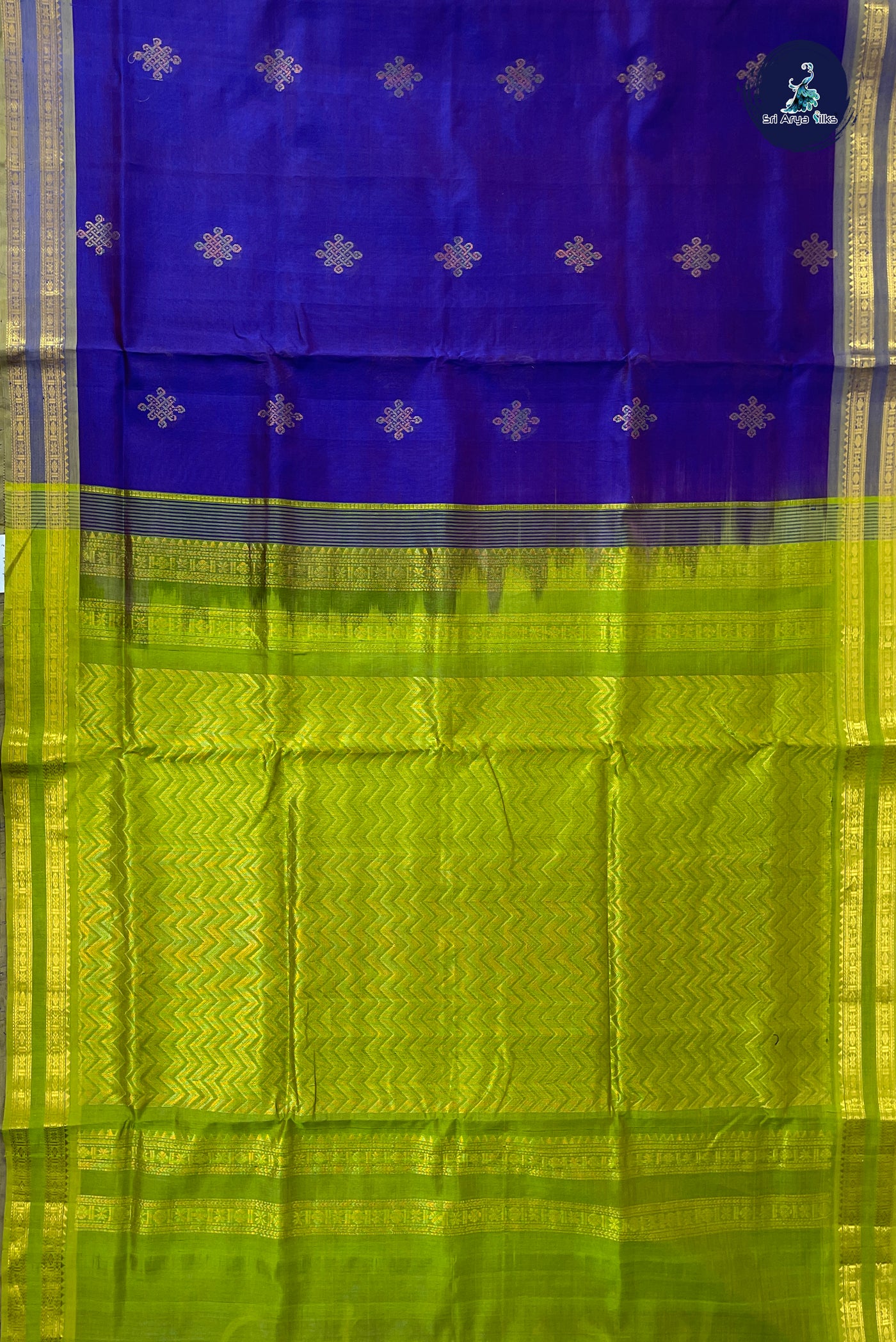 Dual Tone Violet Madisar Silk Cotton Saree With Kolam Butta Pattern