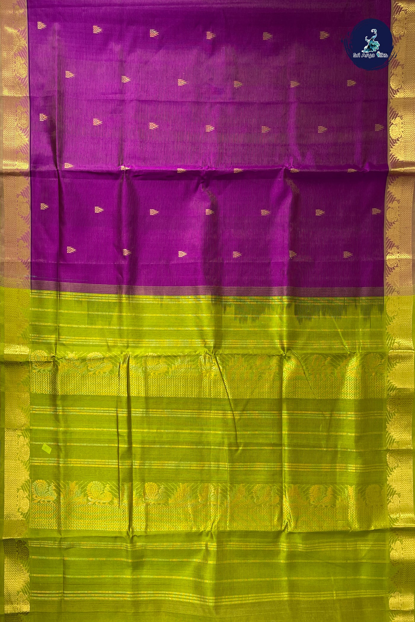 Purple Madisar Silk Cotton Saree With Vaira Oosi Pattern