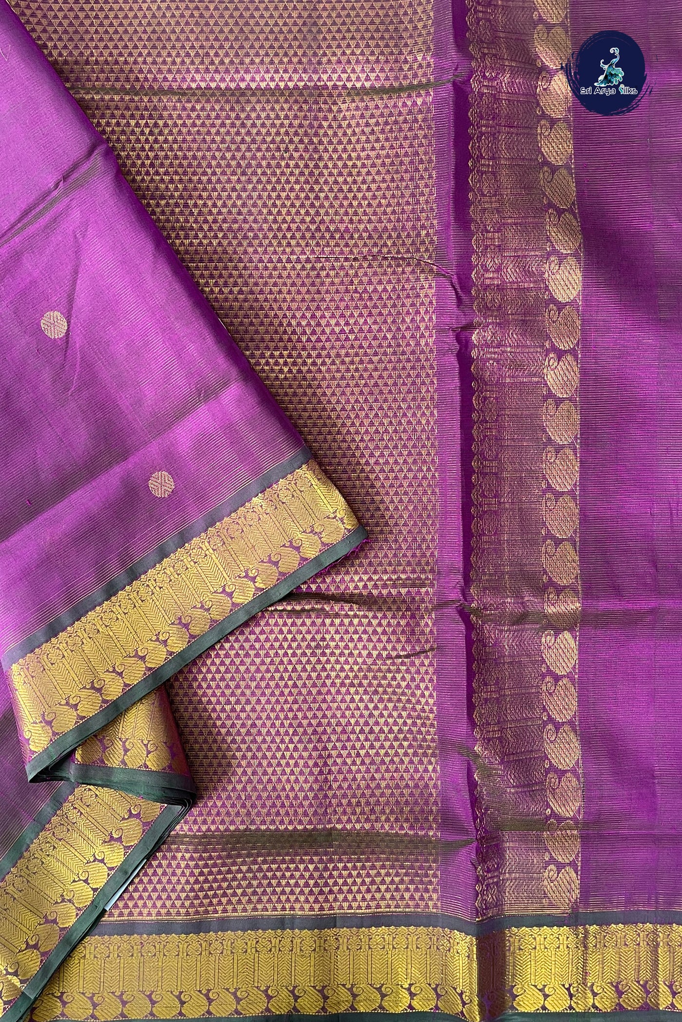 Dual Tone Purple Madisar Silk Cotton Saree With Vaira Oosi Pattern