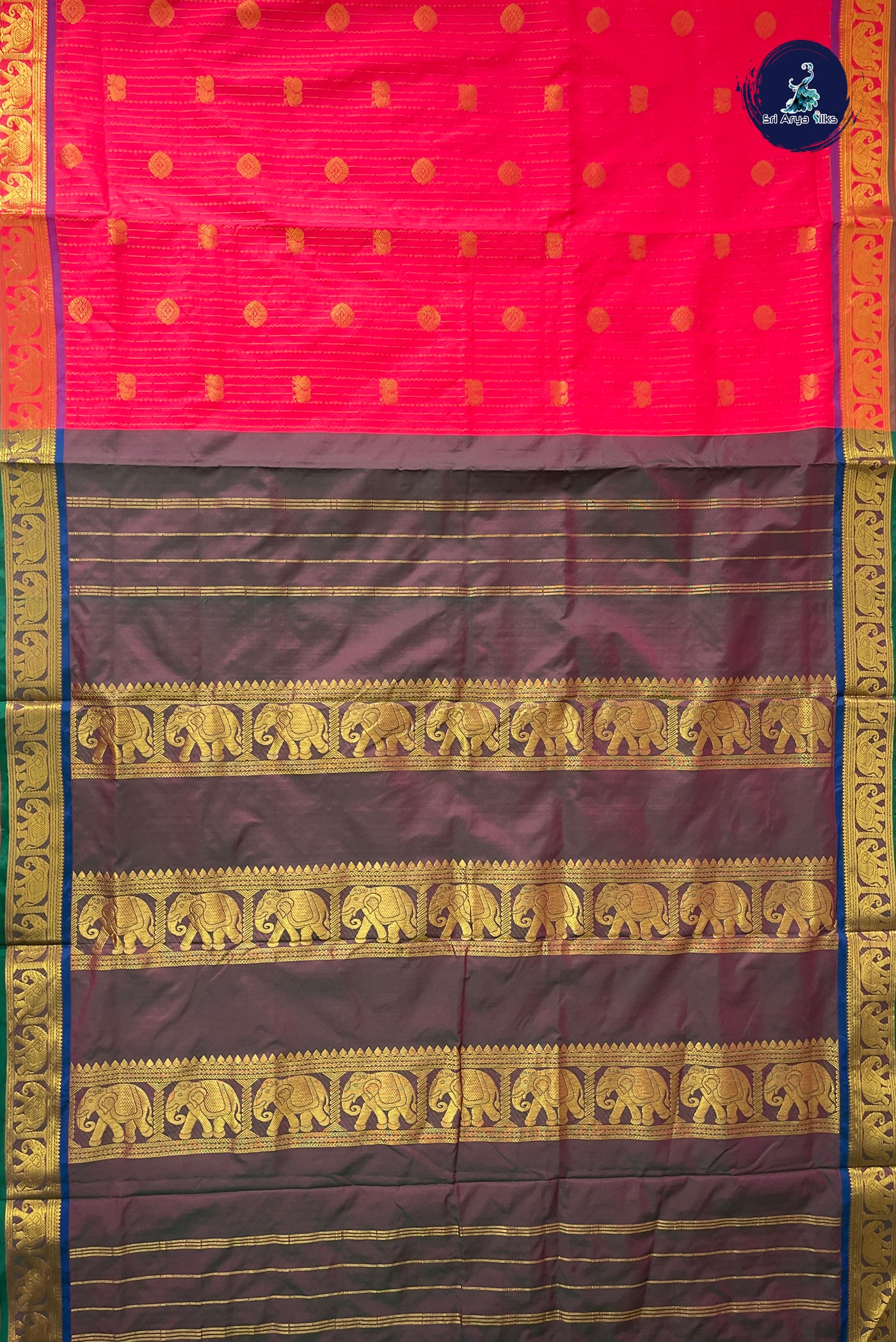 Peach Pink Madisar Semi Silk Saree With Stripes Pattern