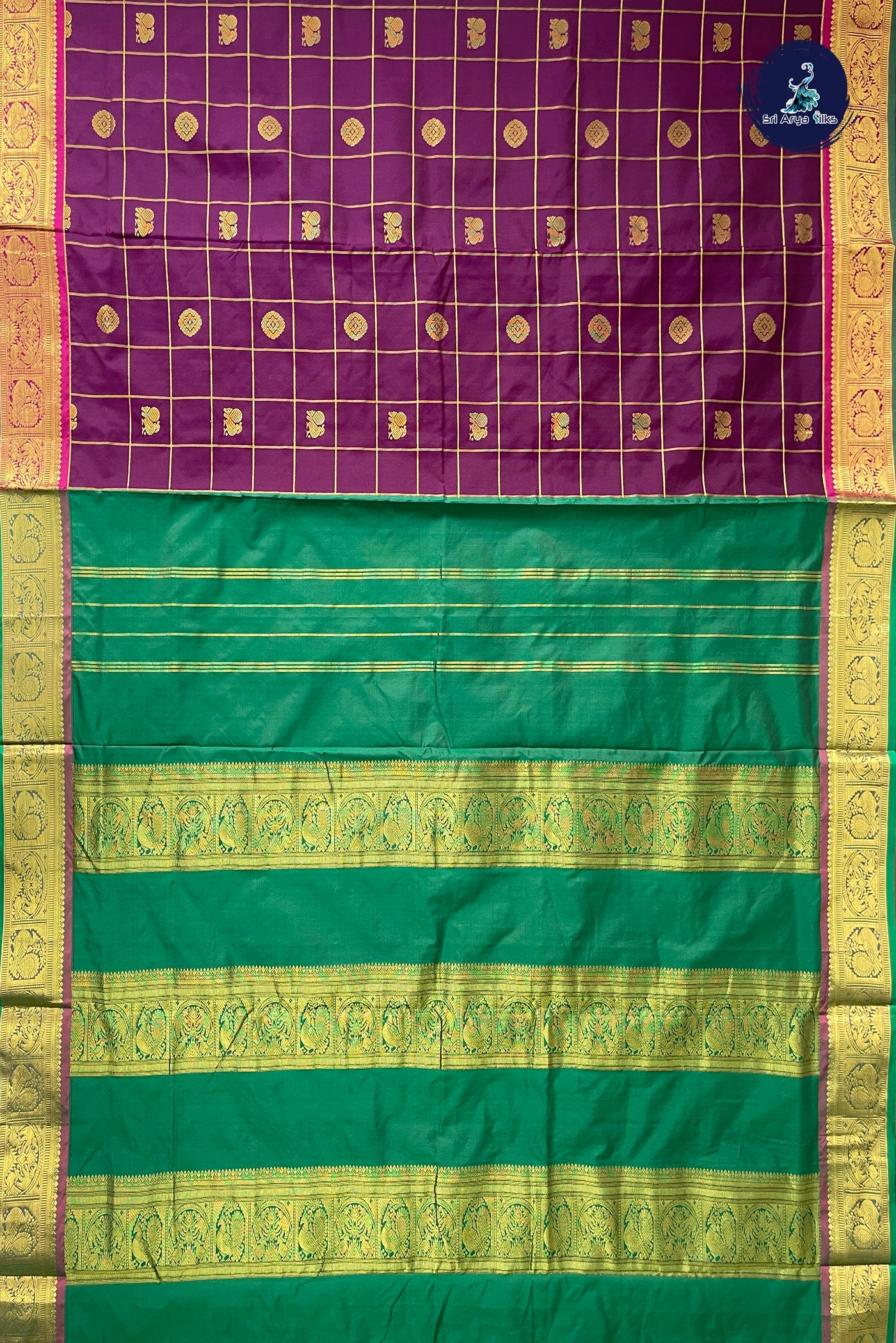 Dual Tone Brown Madisar Semi Silk Saree With Zari Checked Pattern