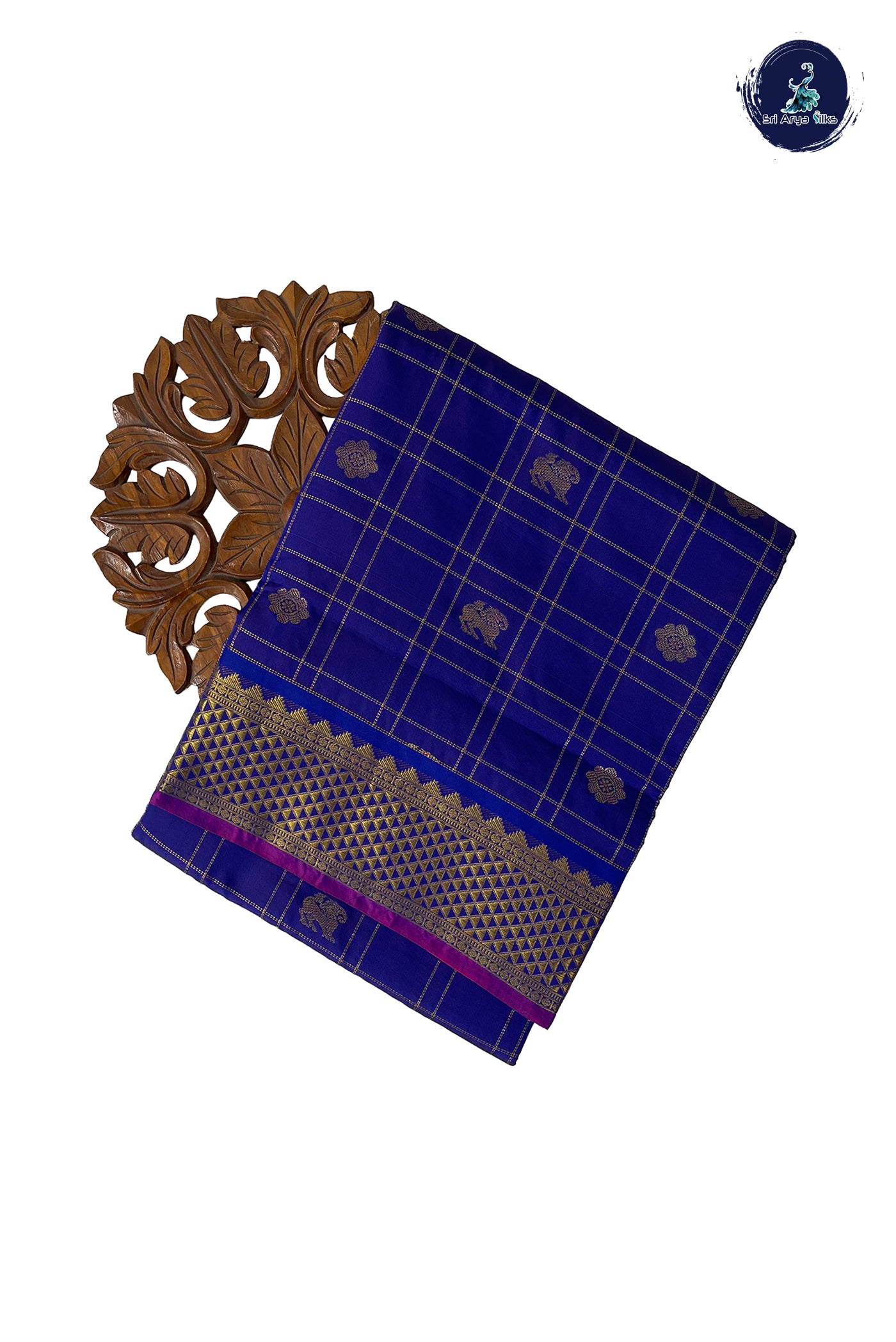 Blue Madisar Semi Silk Saree With Zari Checked Pattern
