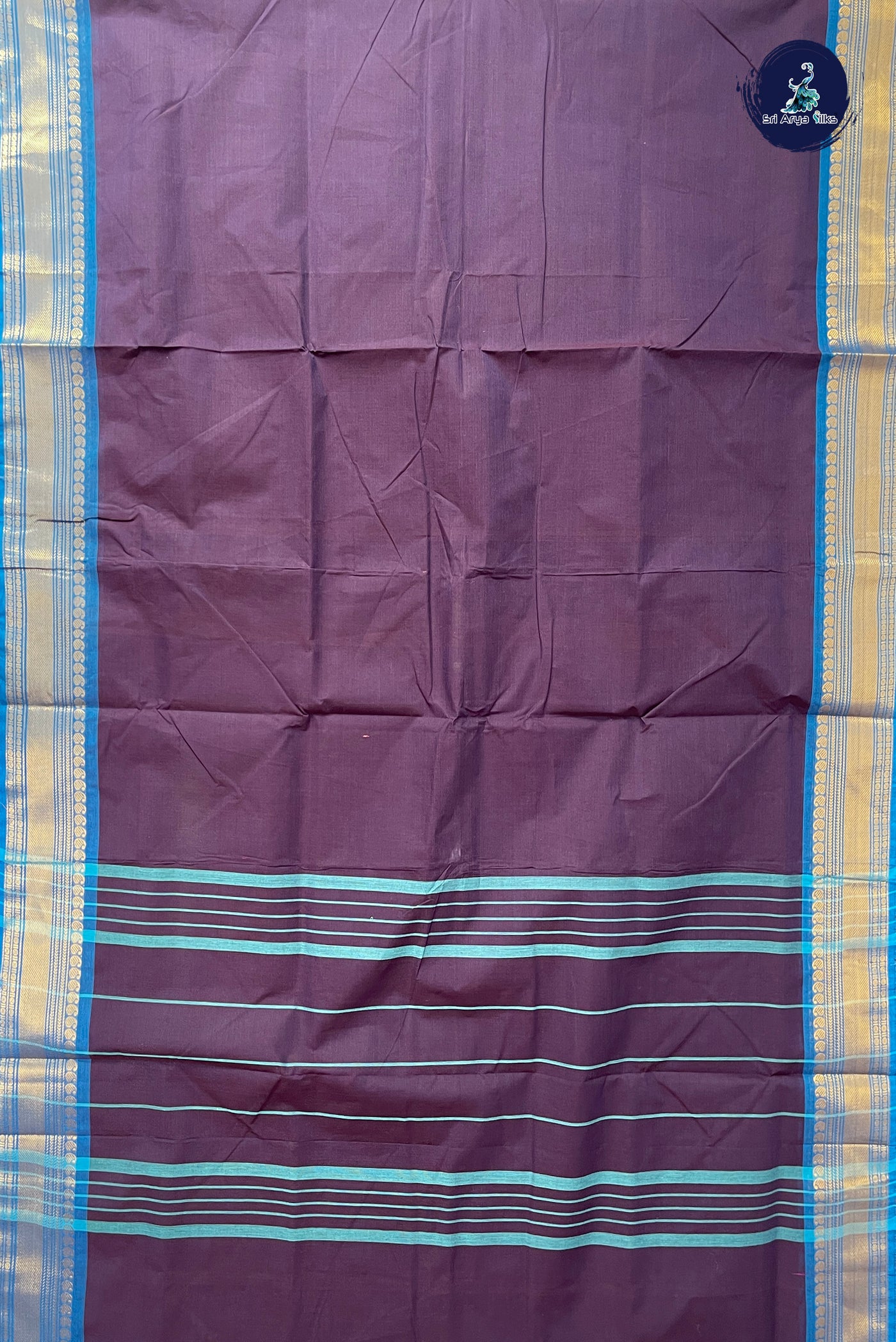 Dark Plum 10.5 Yards Madisar Saree With Plain Pattern