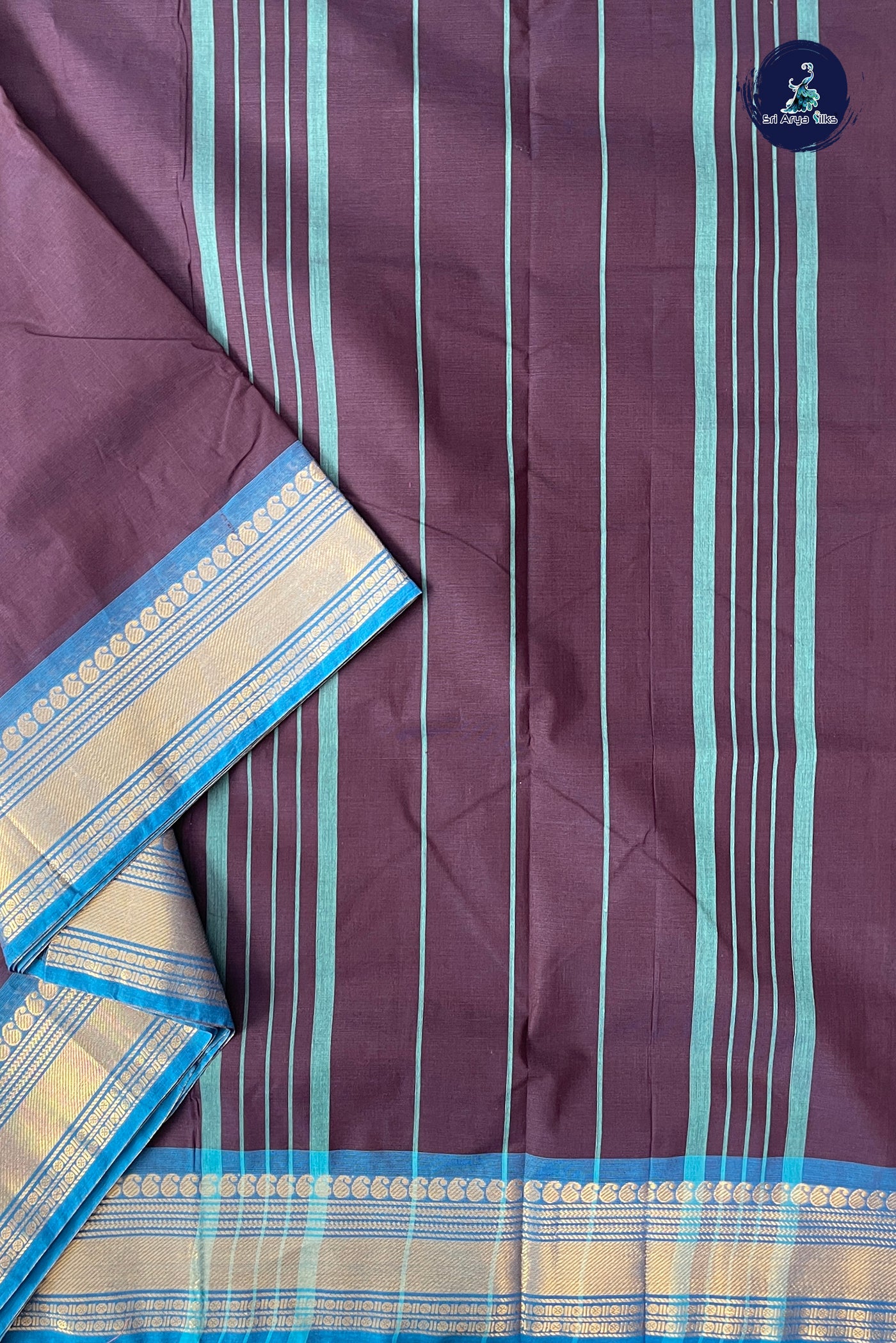 Dark Plum 10.5 Yards Madisar Saree With Plain Pattern