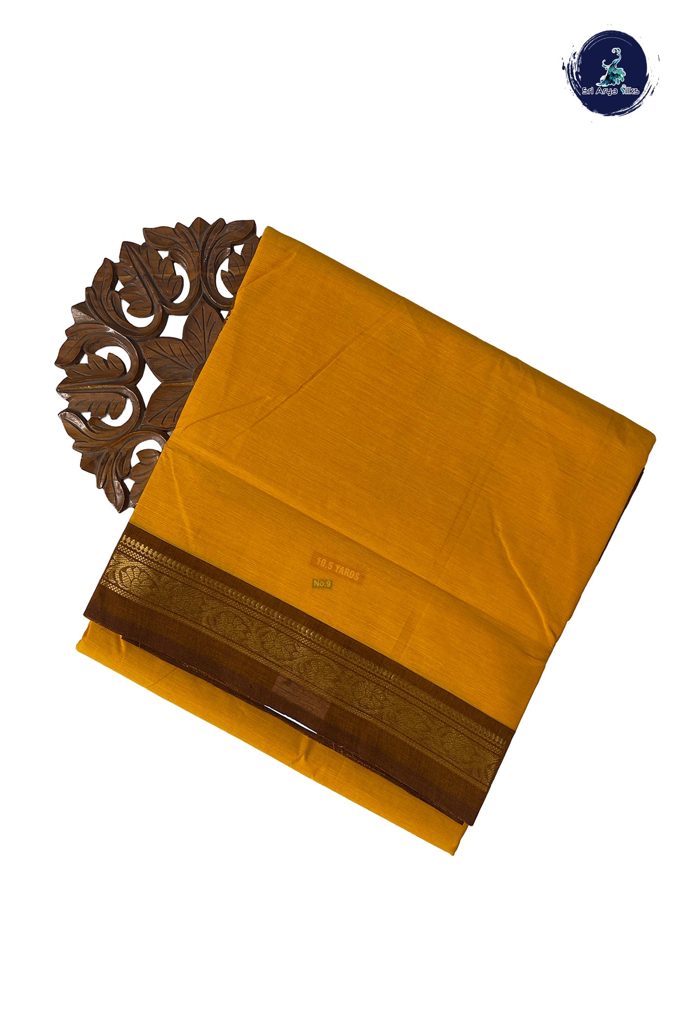 Yellow 10.5 Yards Madisar Saree With Plain Pattern
