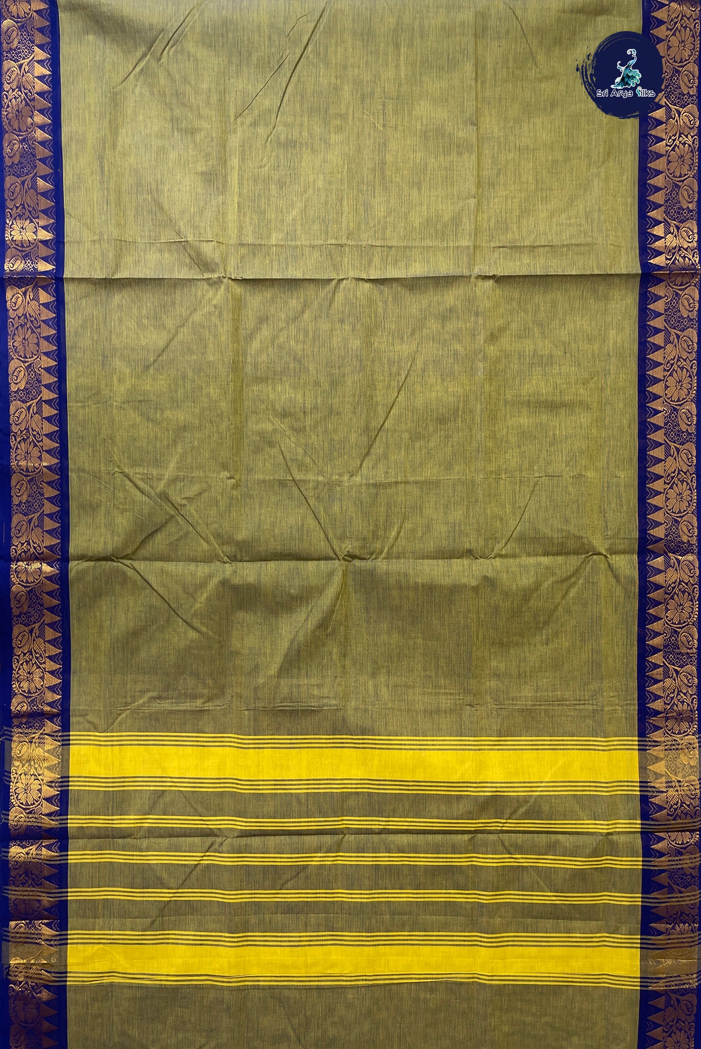Green 10.5 Yards Madisar Saree With Plain Pattern