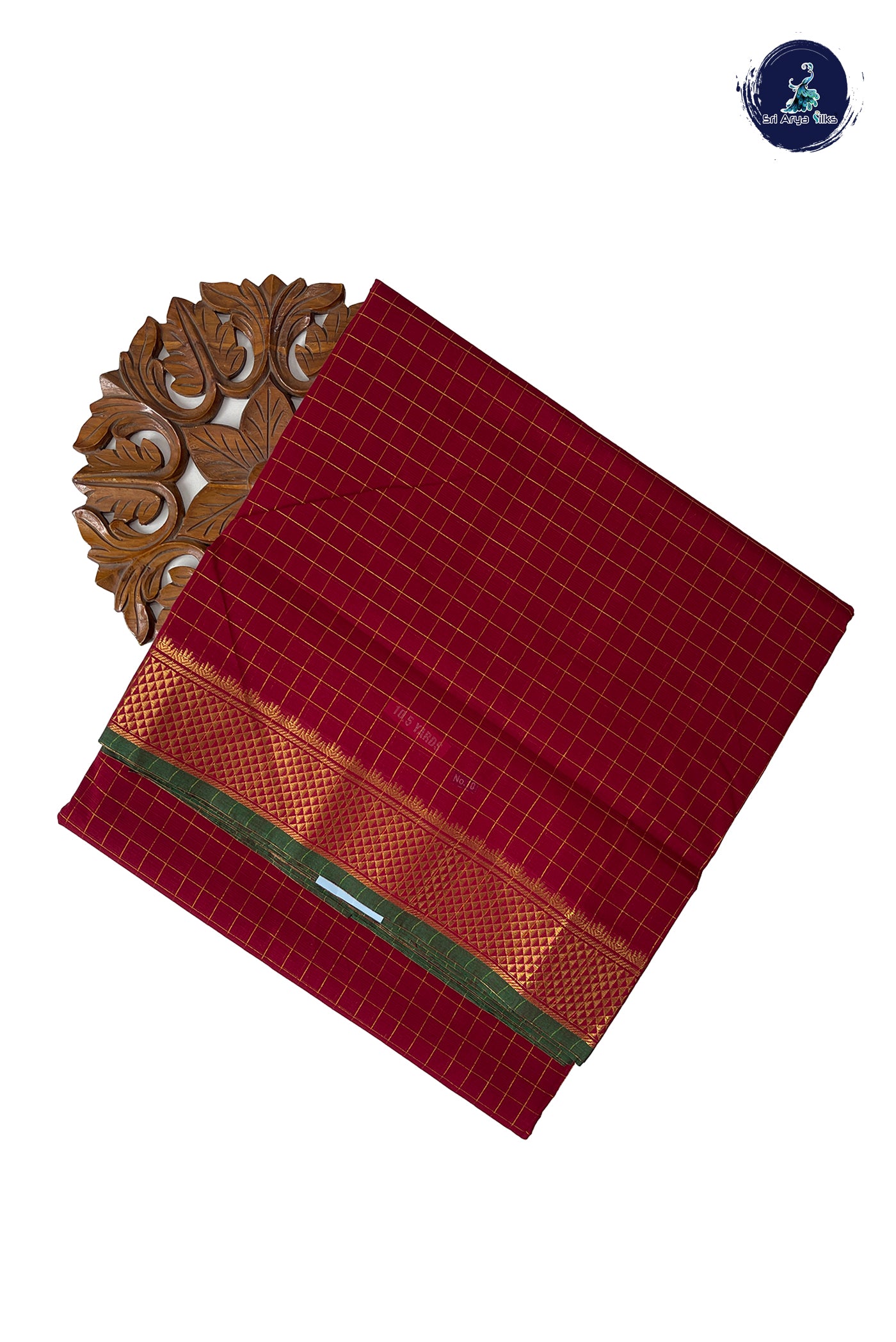 Maroon 10.5 Yards Madisar Saree With Zari Checked Pattern