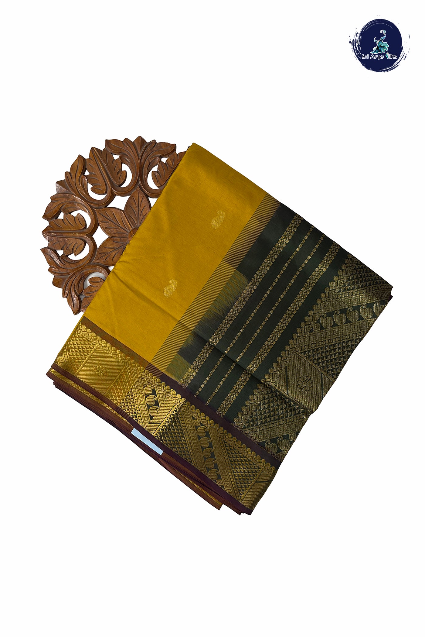 Yellow Half Pure Madisar Silk Cotton Saree With Zari Buttas Pattern