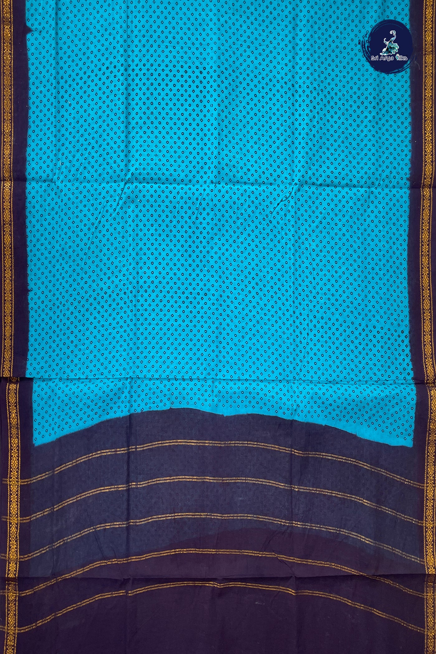 Blue 10.5 Yards Madisar Saree With Printed Pattern