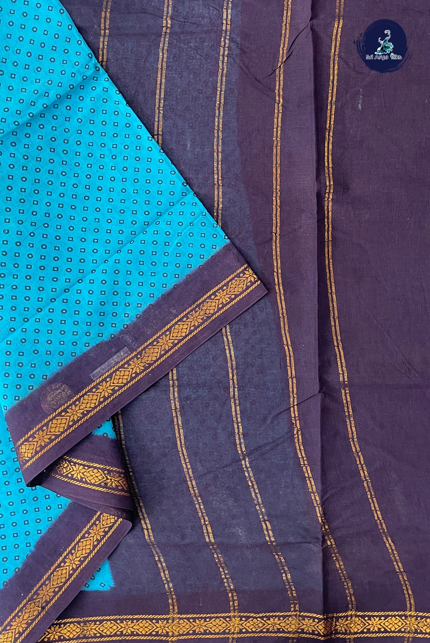 Blue 10.5 Yards Madisar Saree With Printed Pattern
