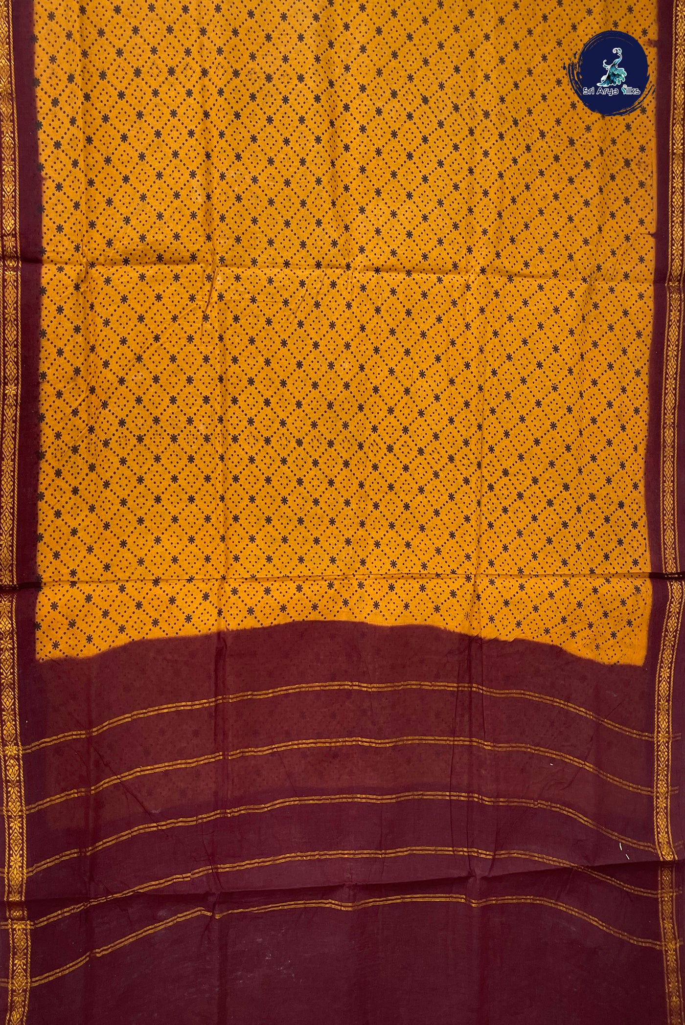 Mustard Yellow 10.5 Yards Madisar Saree With Printed Pattern