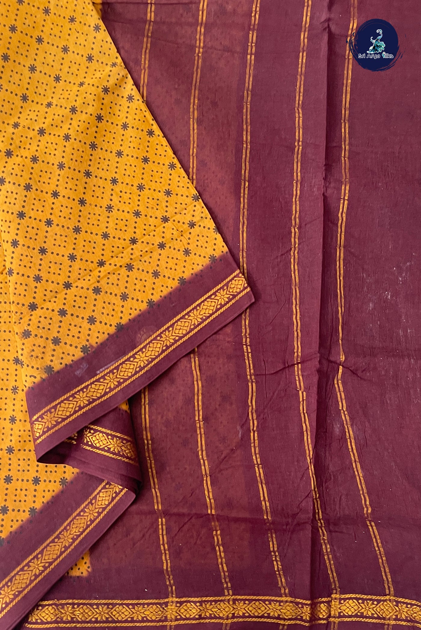 Mustard Yellow 10.5 Yards Madisar Saree With Printed Pattern