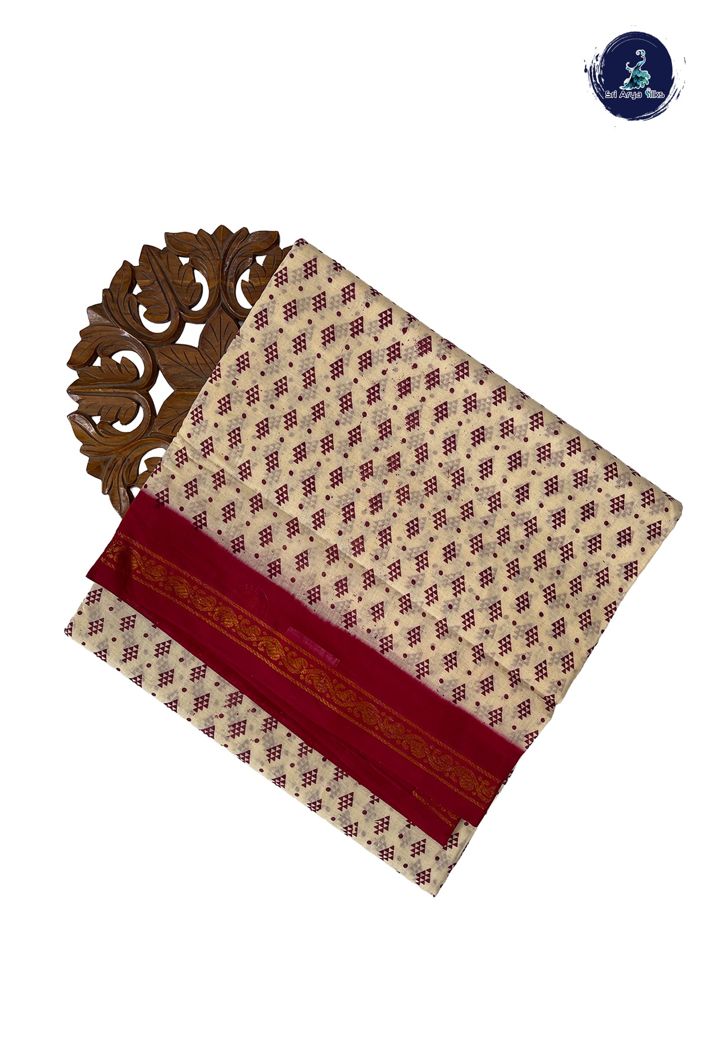 Cream 10.5 Yards Madisar Saree With Printed Pattern
