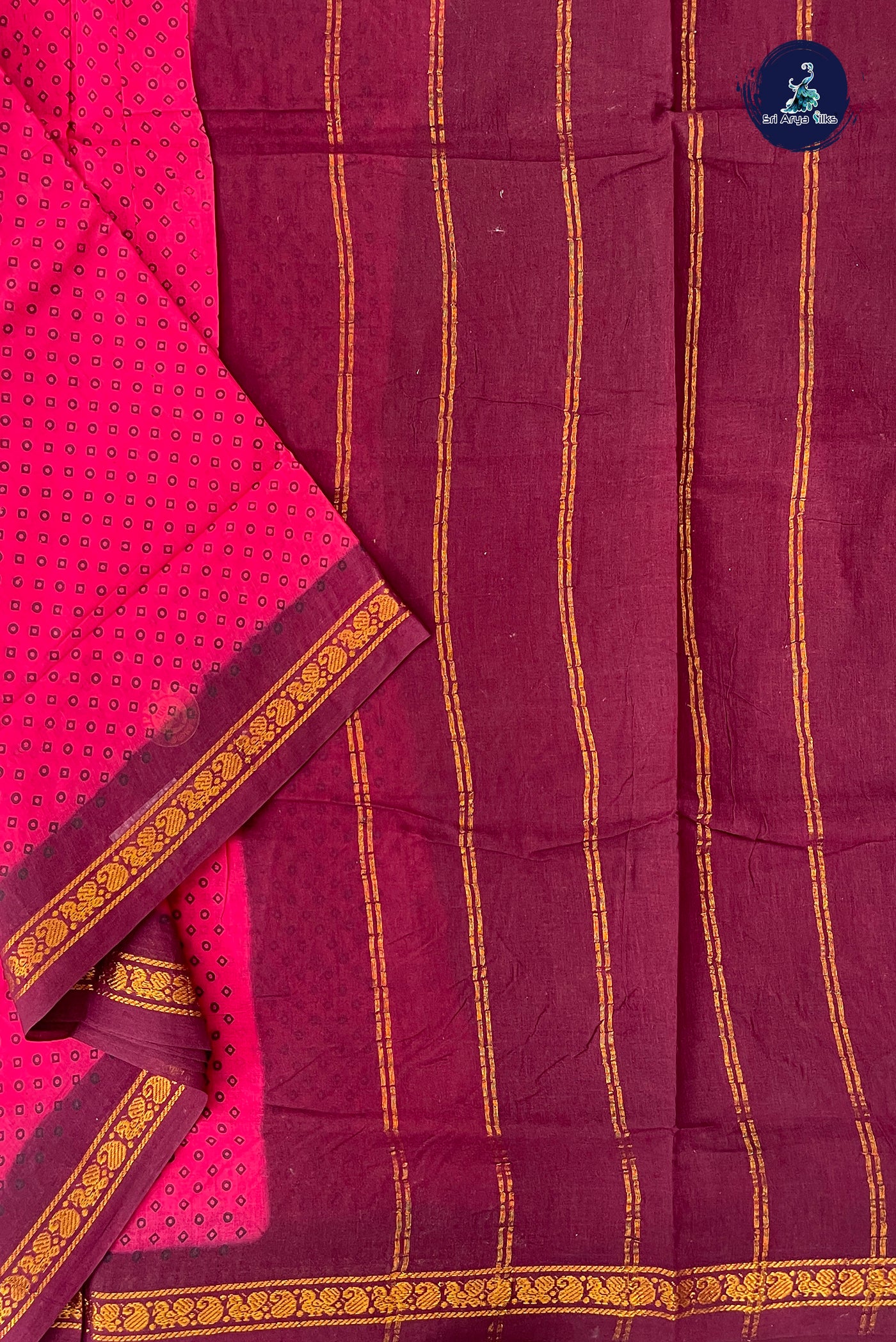 Dark Pink 10.5 Yards Madisar Saree With Printed Pattern