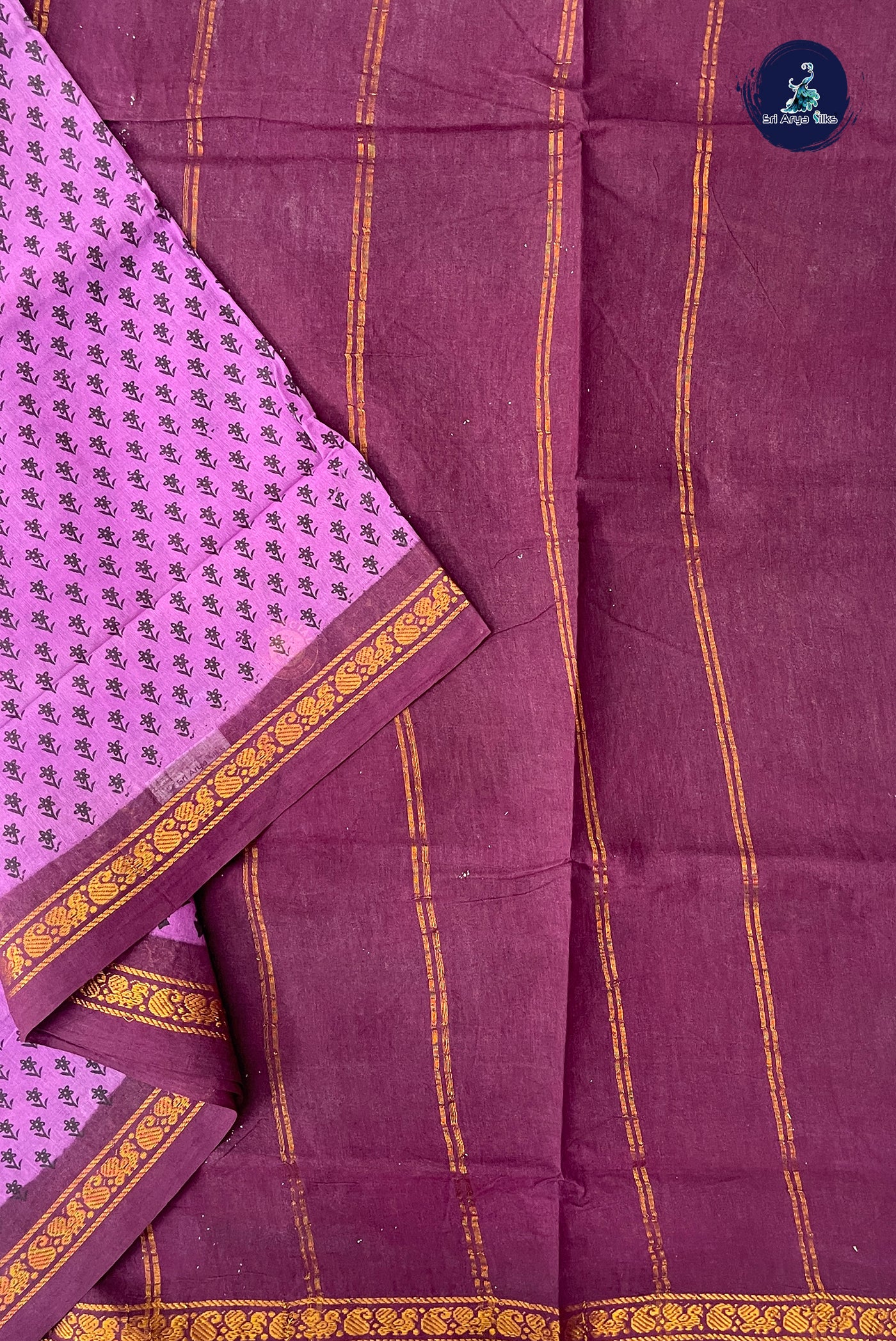Purple 10.5 Yards Madisar Saree With Printed Pattern