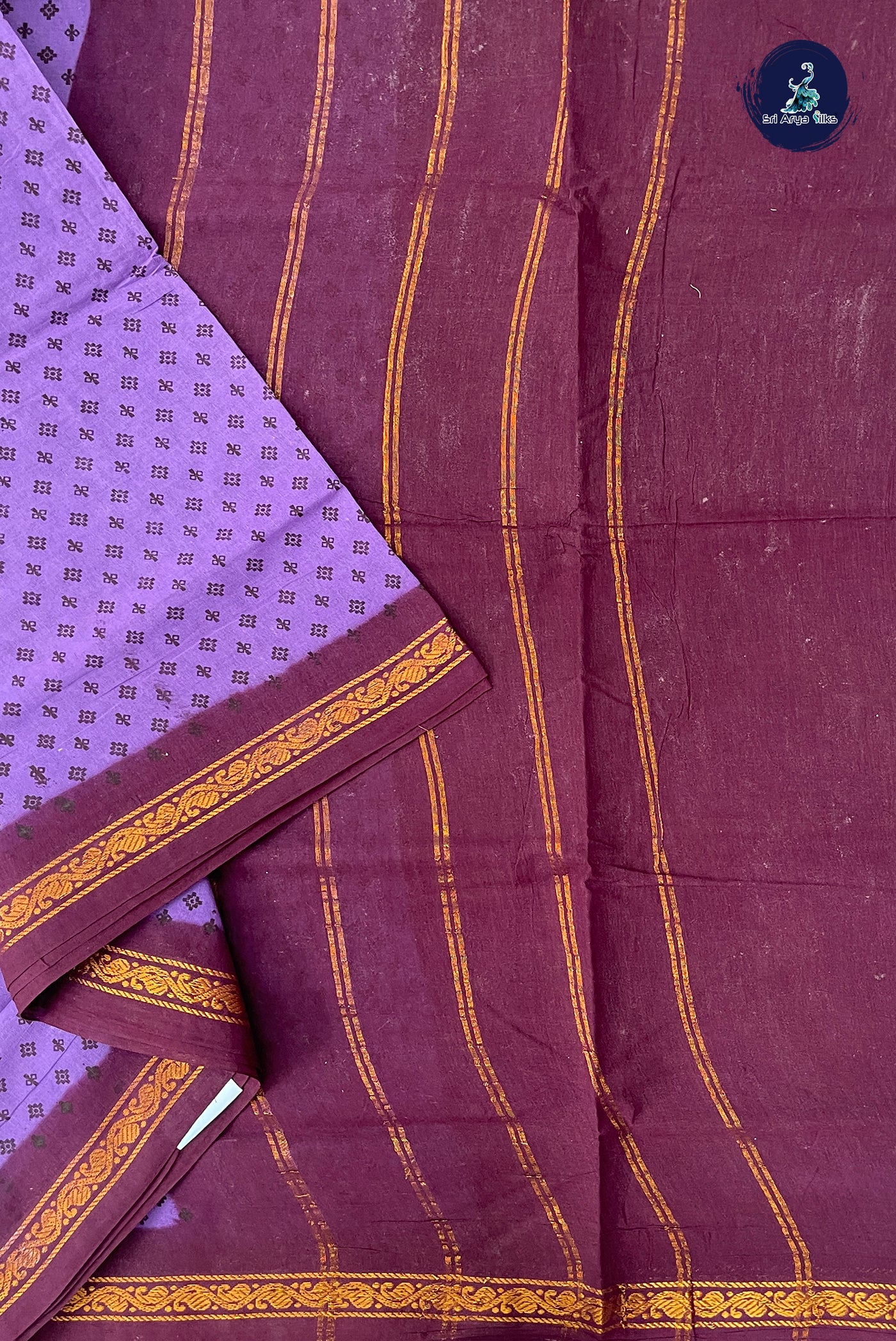 Lavender 10.5 Yards Madisar Saree With Printed Pattern