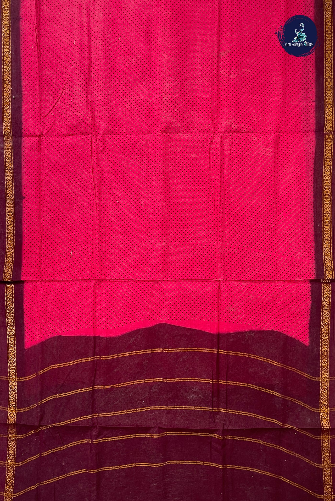 Dark Pink 10.5 Yards Madisar Saree With Printed Pattern