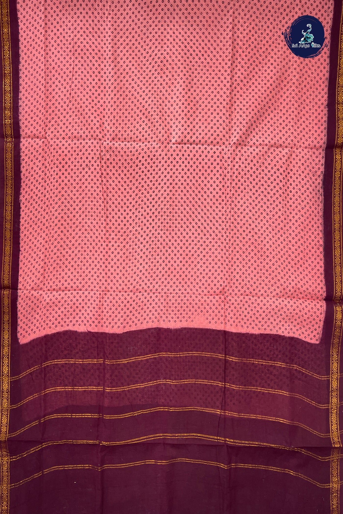 Light Pink 10.5 Yards Madisar Saree With Printed Pattern