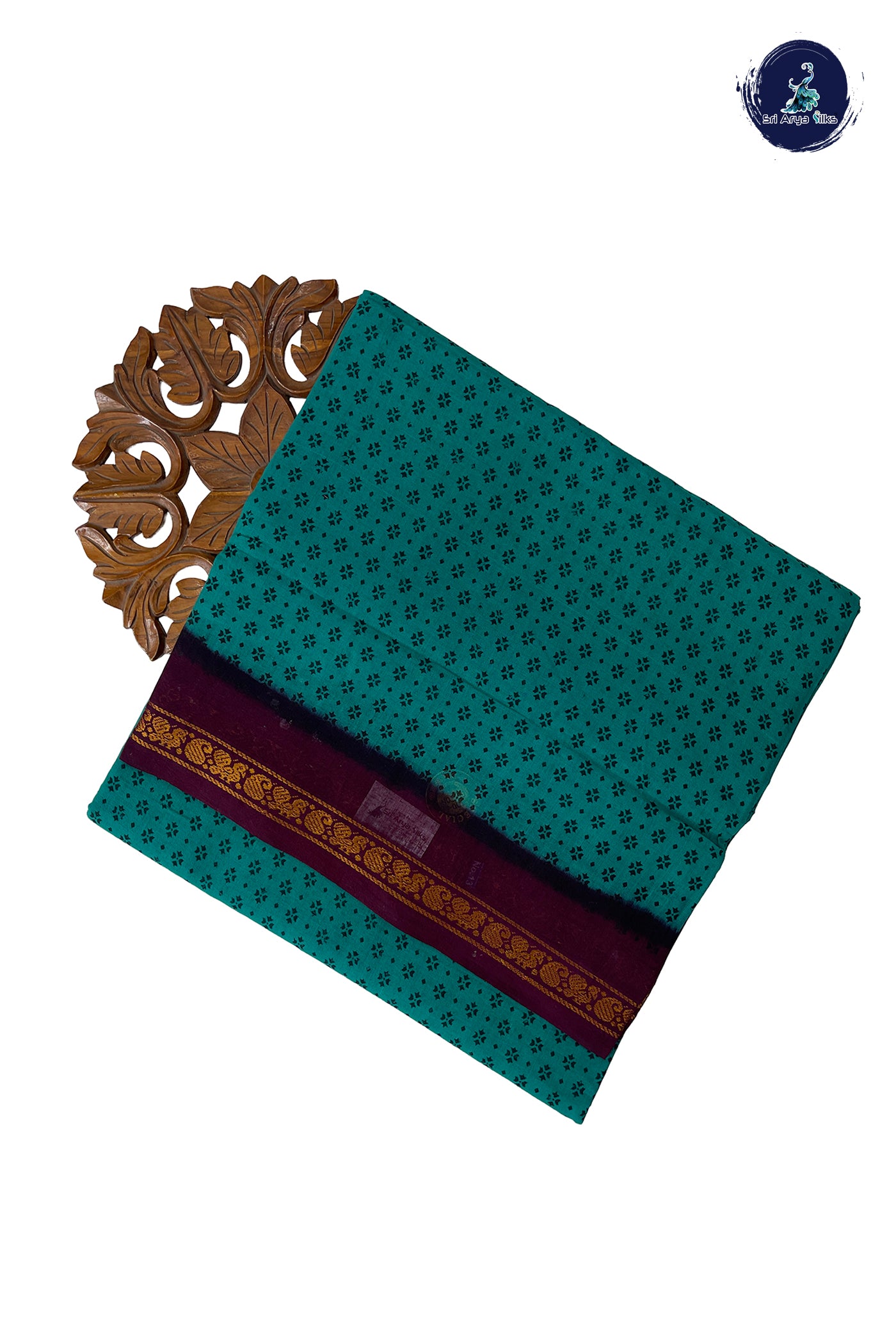Teal 10.5 Yards Madisar Saree With Printed Pattern