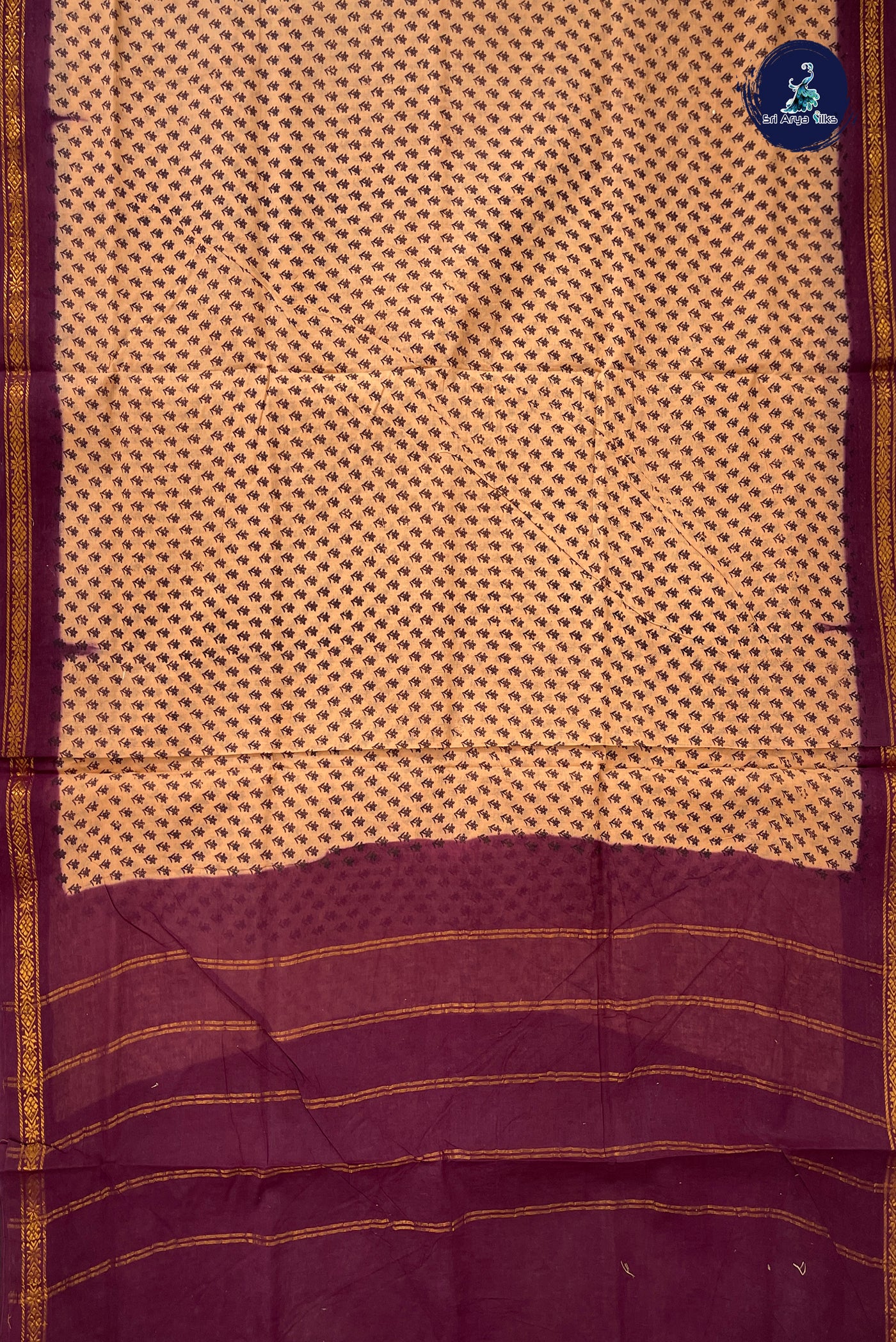 Peach 10.5 Yards Madisar Saree With Printed Pattern