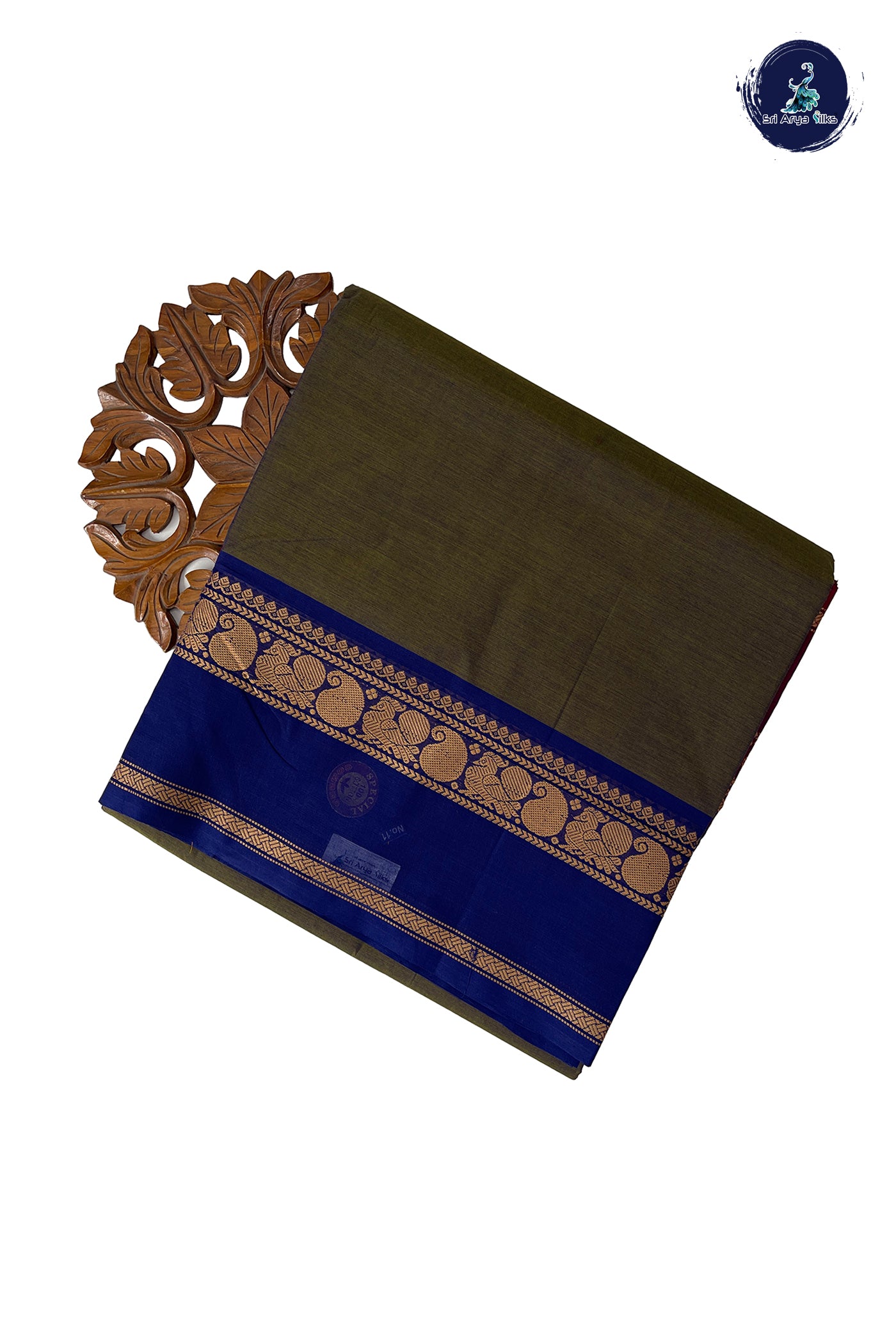 Bluish Grey 10.5 Yards Madisar Saree With Plain Pattern
