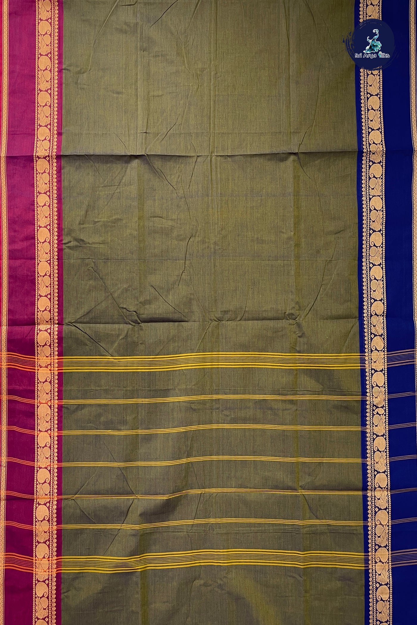 Bluish Grey 10.5 Yards Madisar Saree With Plain Pattern
