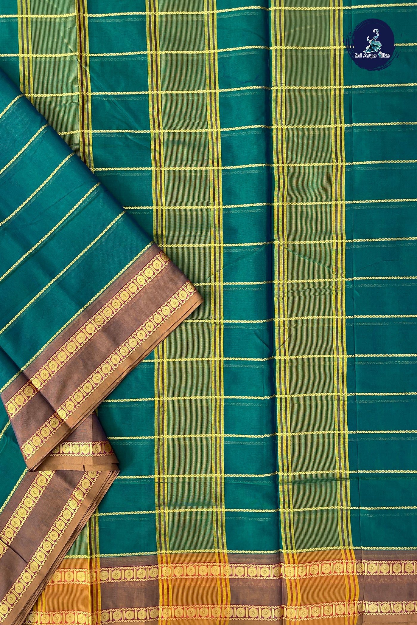 Green Devendra Cotton Madisar Saree With Veldhari Stripes Pattern