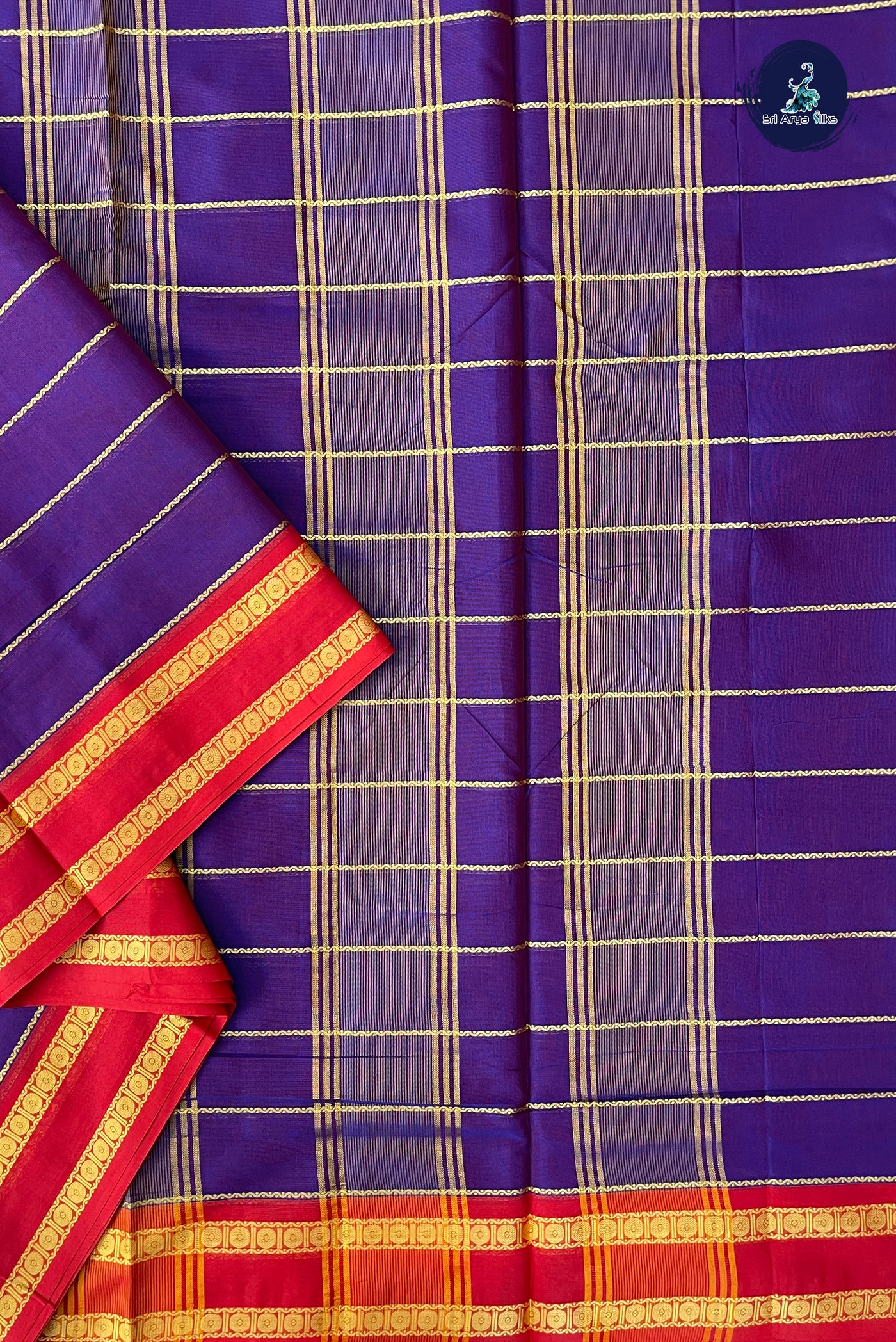 Violet Devendra Cotton Madisar Saree With Veldhari Stripes Pattern