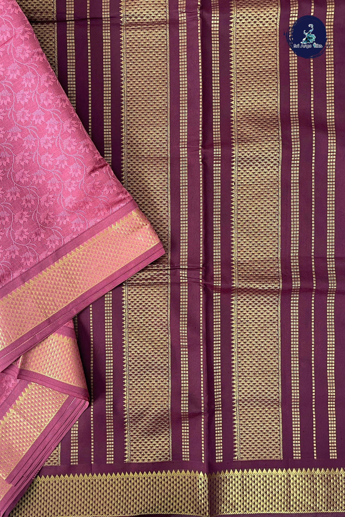 Caramel Shade Half Pure Madisar Silk Cotton Saree With Embossed Pattern