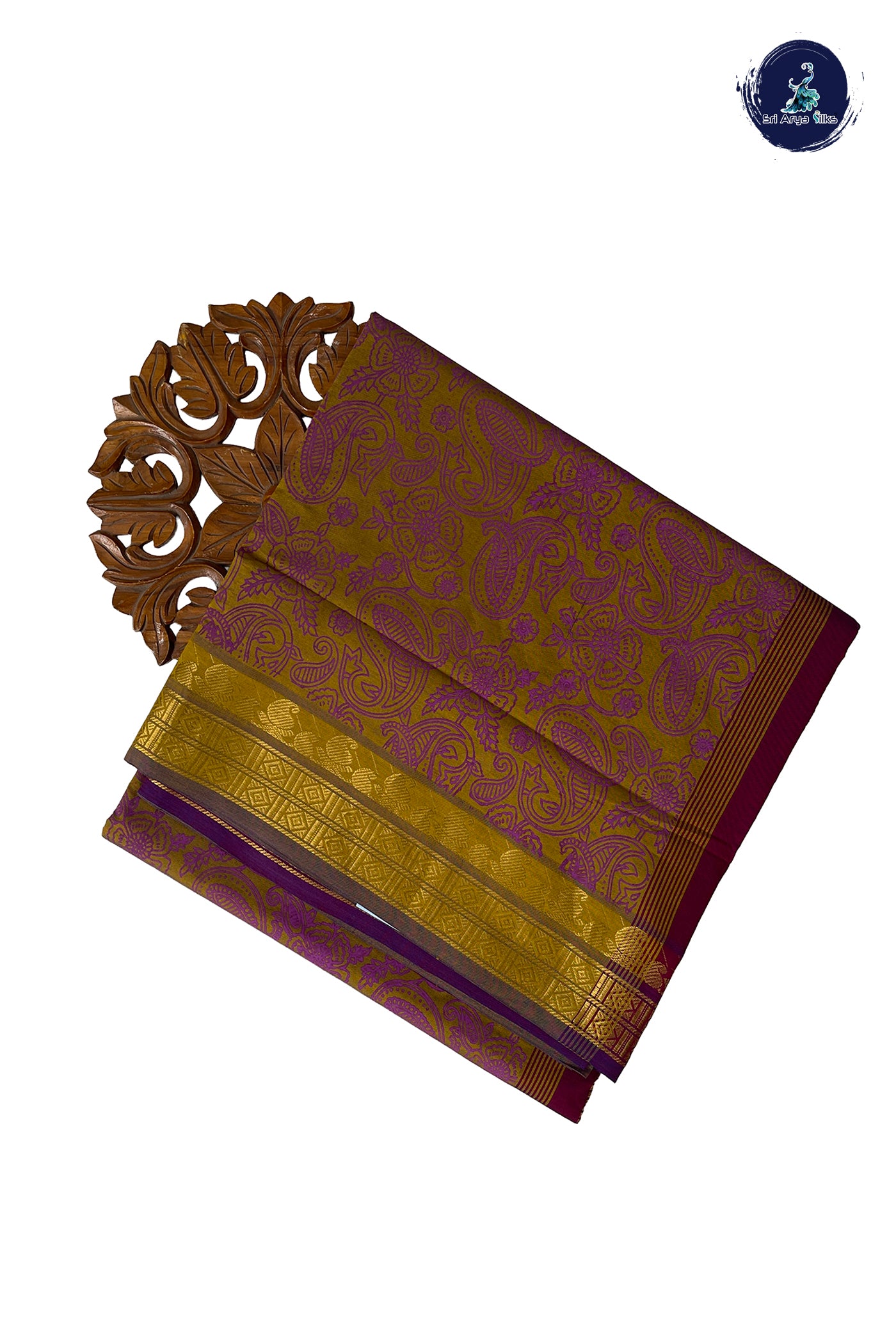 Mustard Yellow Half Pure Madisar Silk Cotton Saree With Printed Pattern
