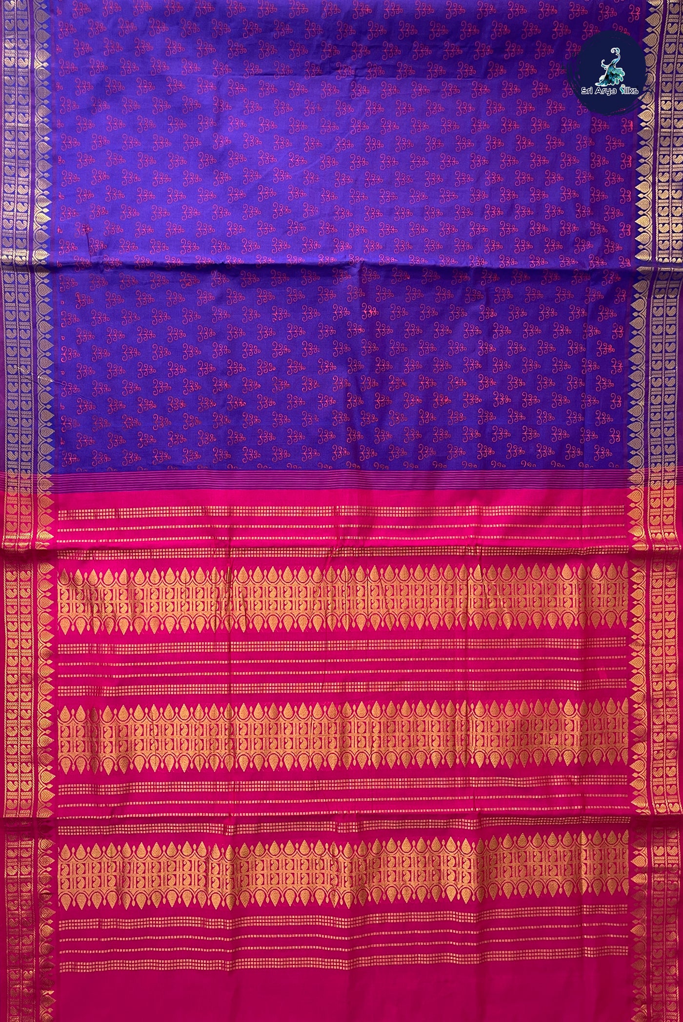 Violet Half Pure Madisar Silk Cotton Saree With Printed Pattern