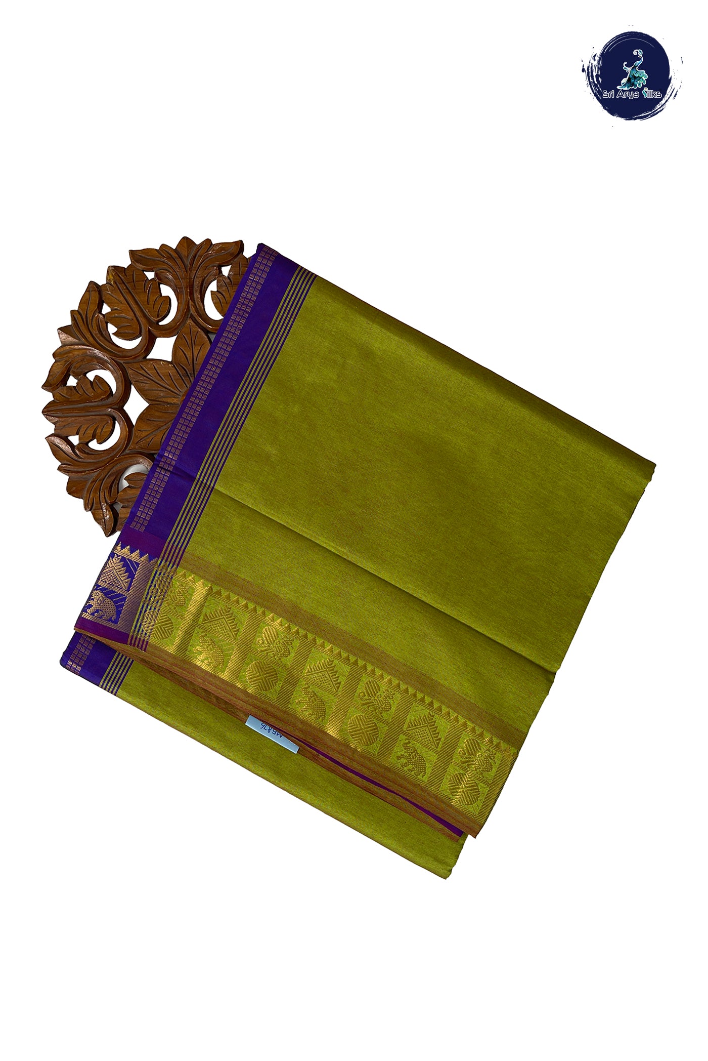 Light Green Half Pure Madisar Silk Cotton Saree With Plain Pattern