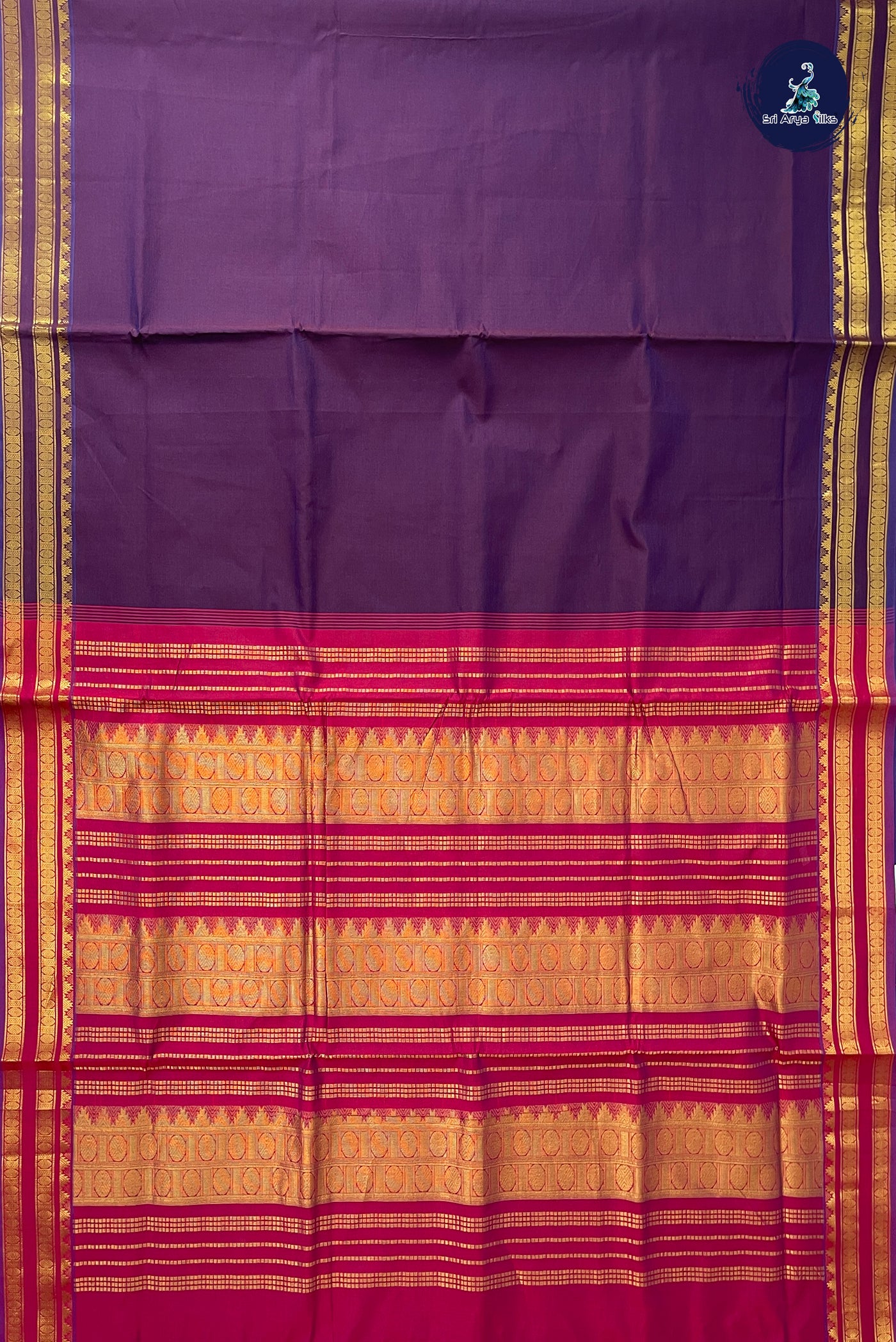 Dual Tone Brown Half Pure Madisar Silk Cotton Saree With Plain Pattern