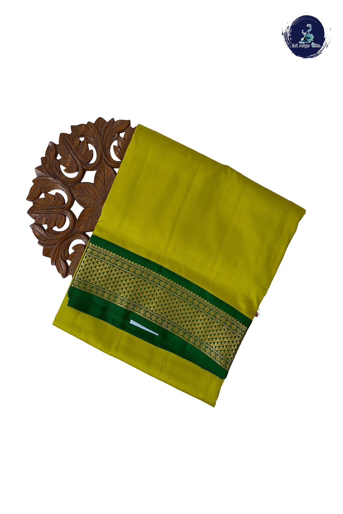 Lemon Yellow Madisar 10 Yards Silk Saree With Plain Pattern