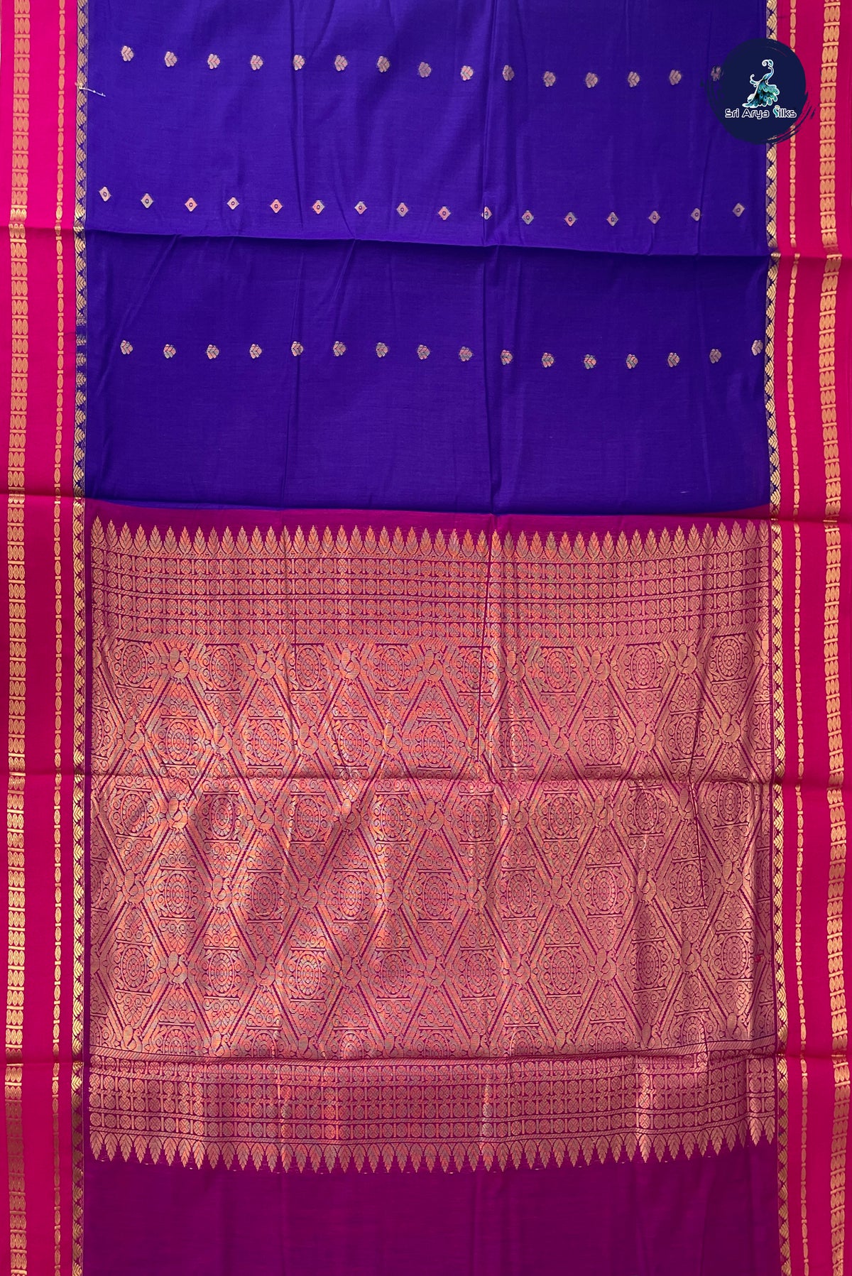 Violet Madisar Semi Silk Cotton Saree With Zari Buttas Pattern