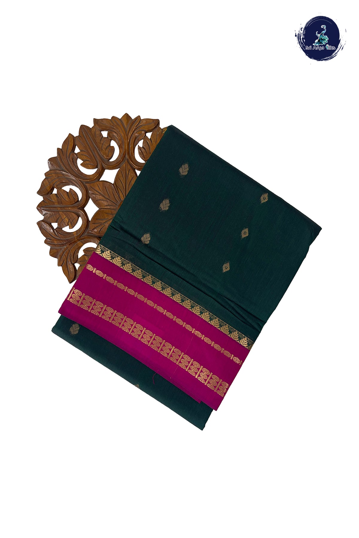 Green Madisar Semi Silk Cotton Saree With Zari Buttas Pattern