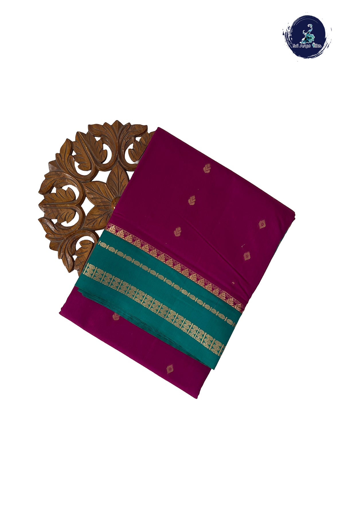 Magenta Madisar Semi Silk Cotton Saree With Zari Buttas Pattern
