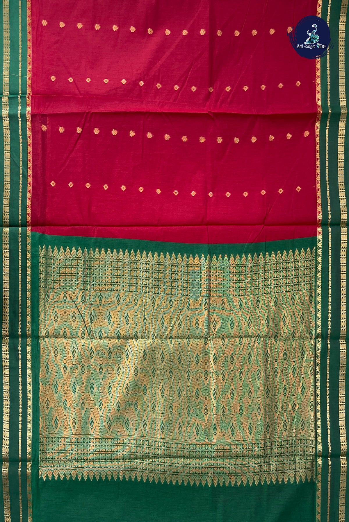 Maroon Madisar Semi Silk Cotton Saree With Zari Buttas Pattern