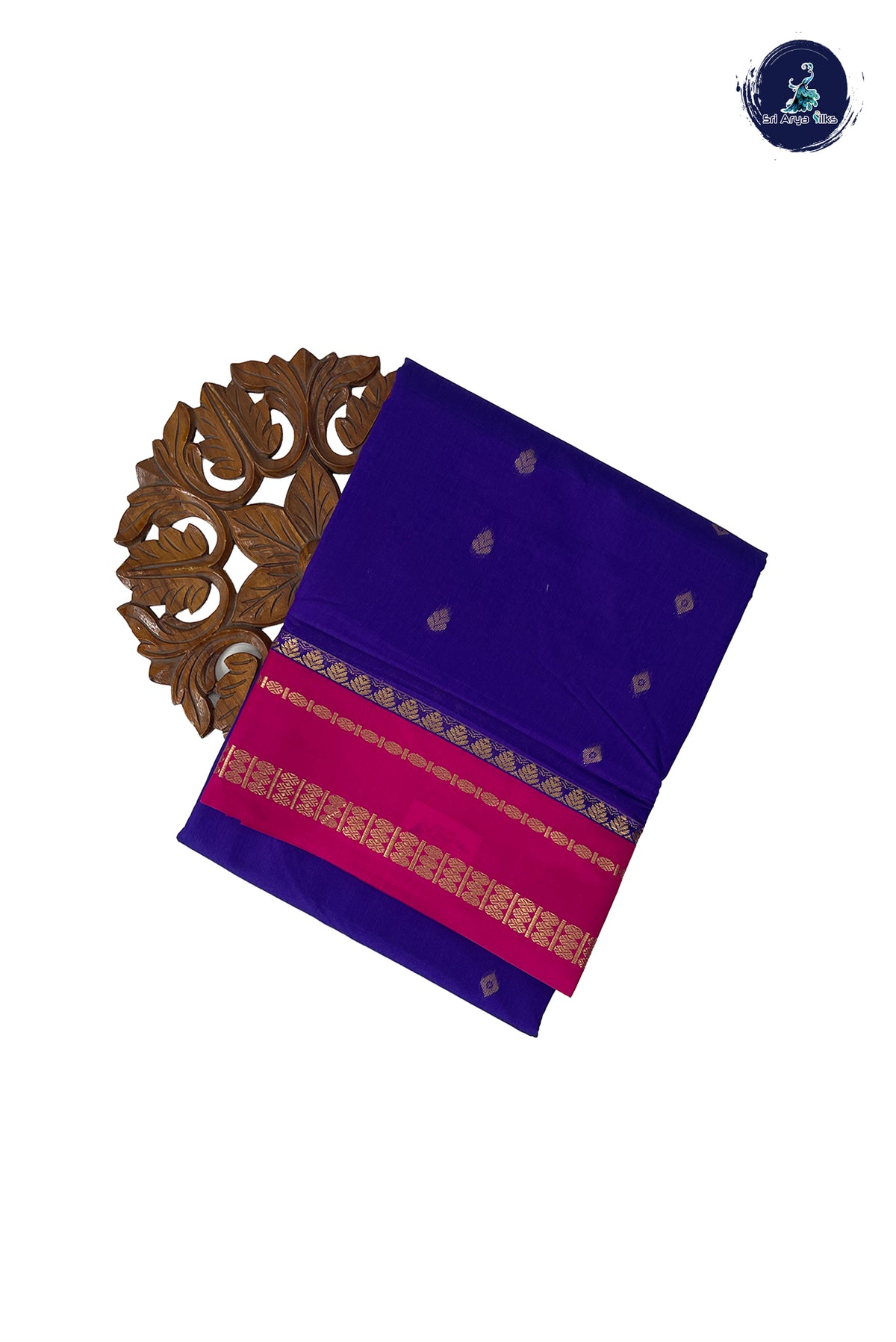 Violet Madisar Semi Silk Cotton Saree With Zari Buttas Pattern