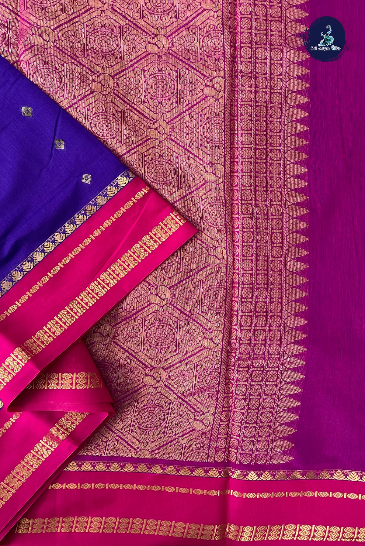 Violet Madisar Semi Silk Cotton Saree With Zari Buttas Pattern
