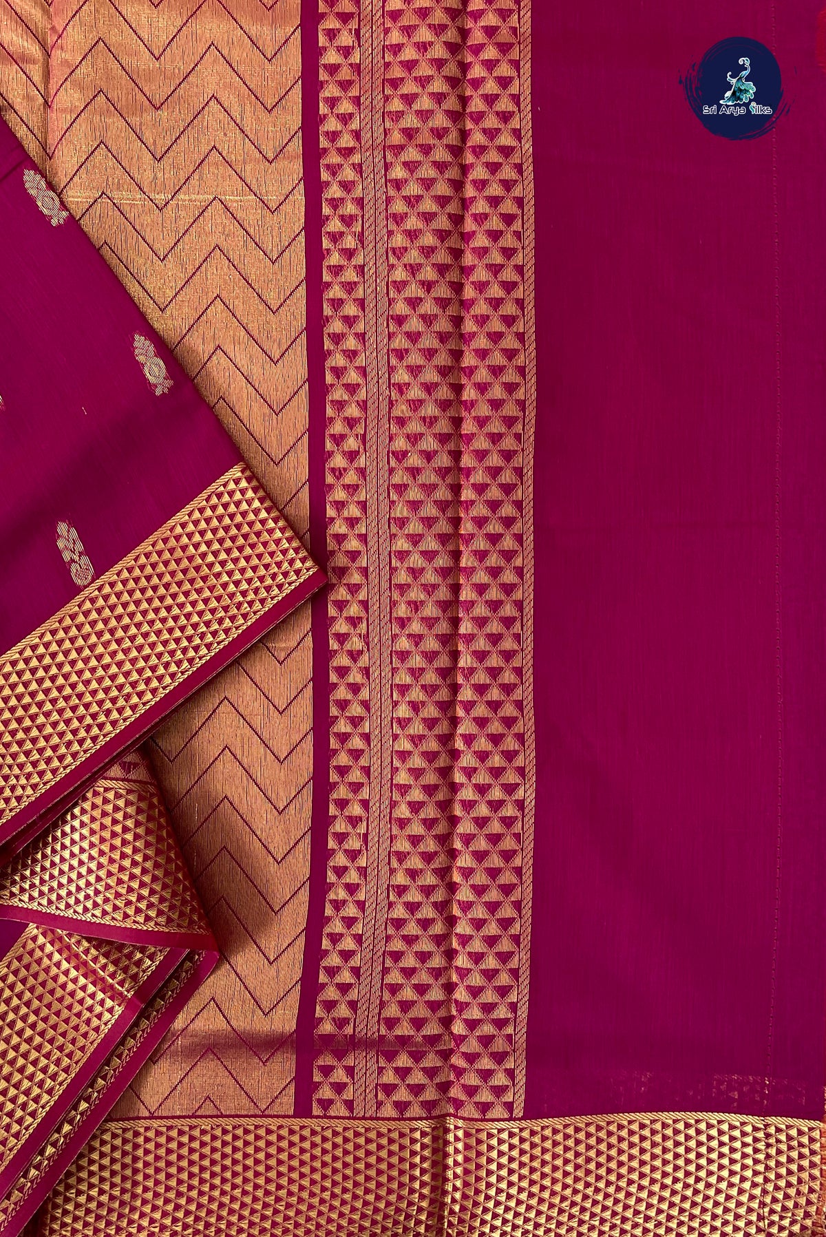 BeetRoot Shade Madisar Semi Silk Cotton Saree With Zari Buttas Pattern