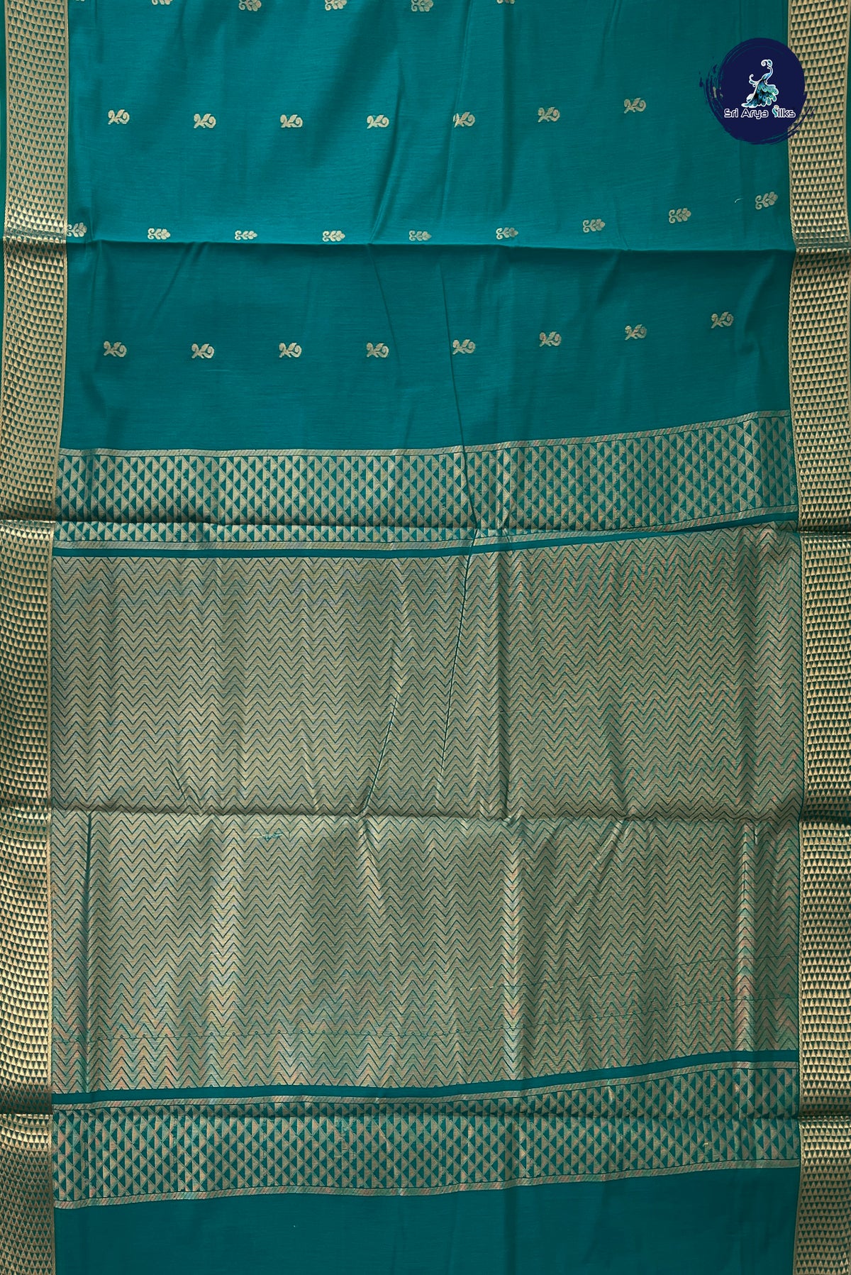 Green Madisar Semi Silk Cotton Saree With Zari Buttas Pattern