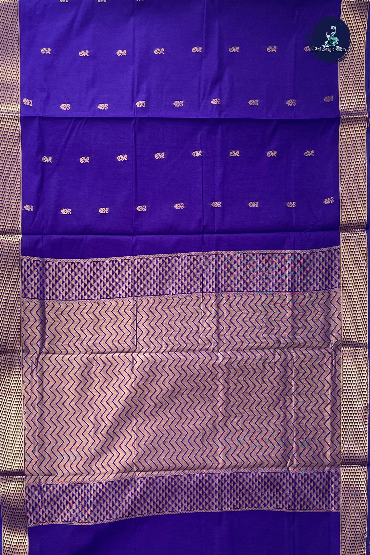 Violet Madisar Semi Silk Cotton Saree With Zari Buttas Pattern