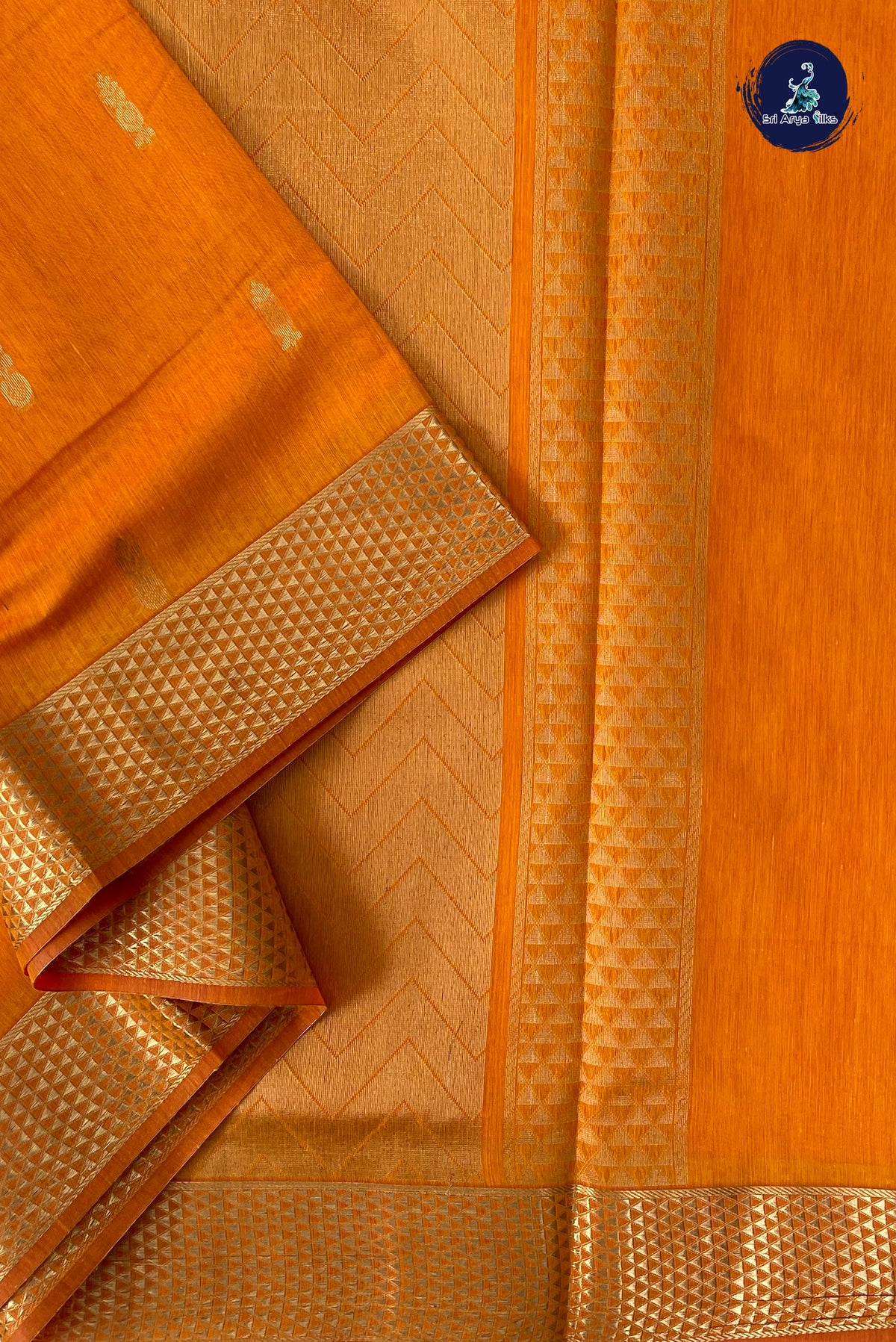 Yellow Madisar Semi Silk Cotton Saree With Zari Buttas Pattern